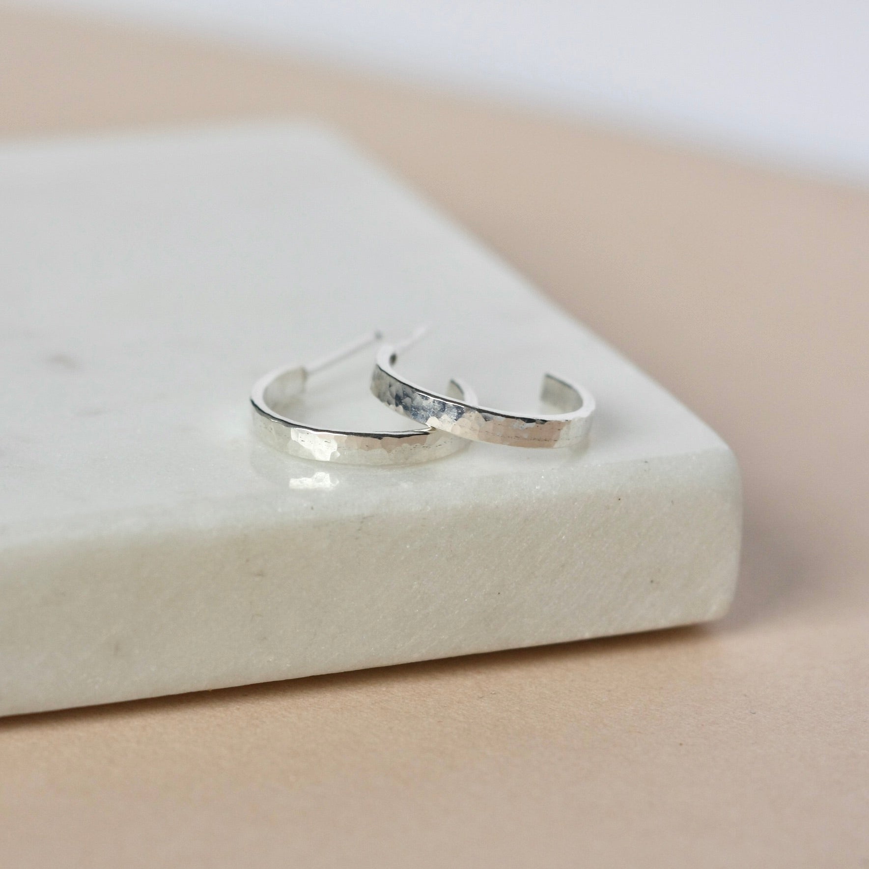 Hammered Sterling Silver Hoop Earrings