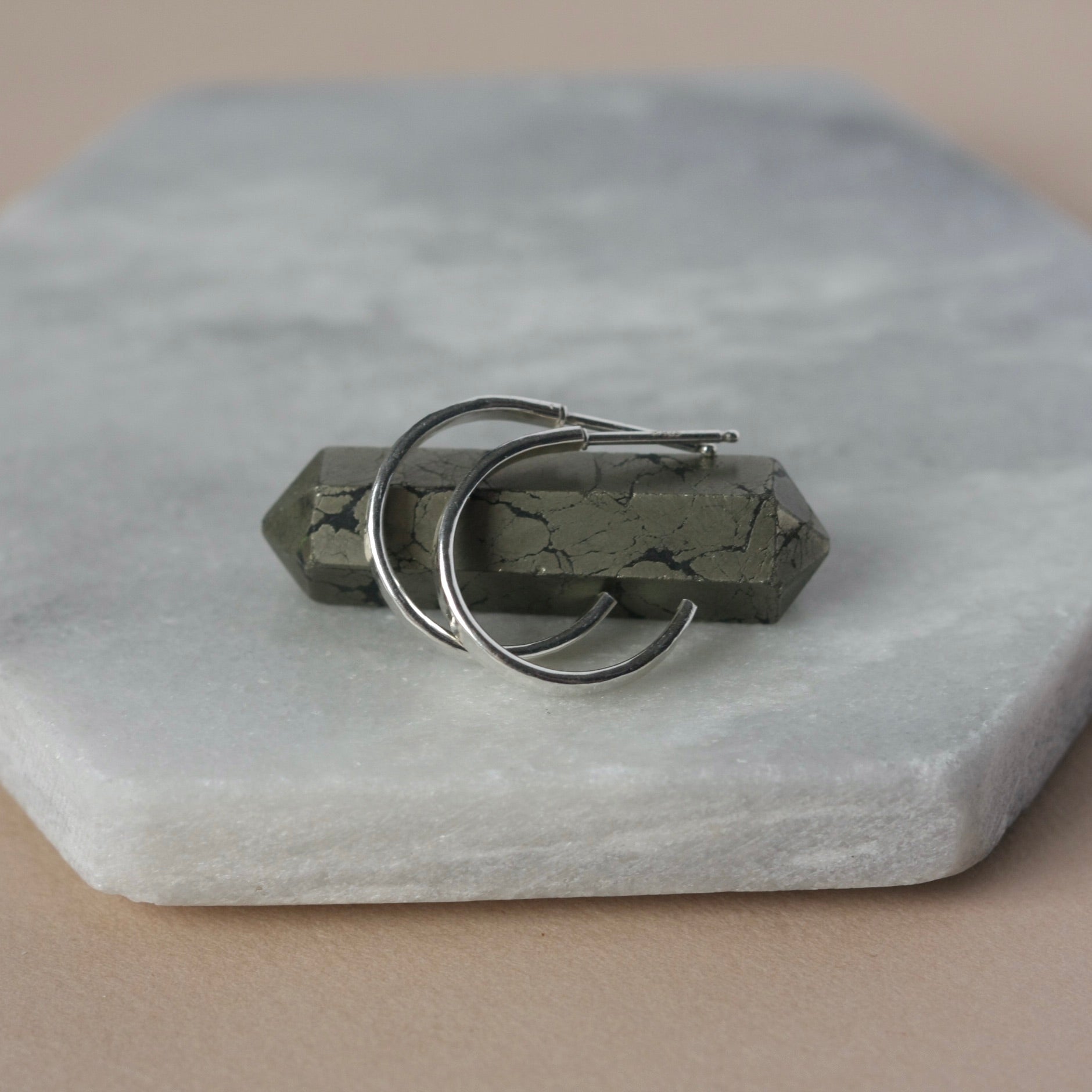 Hammered Sterling Silver Hoop Earrings
