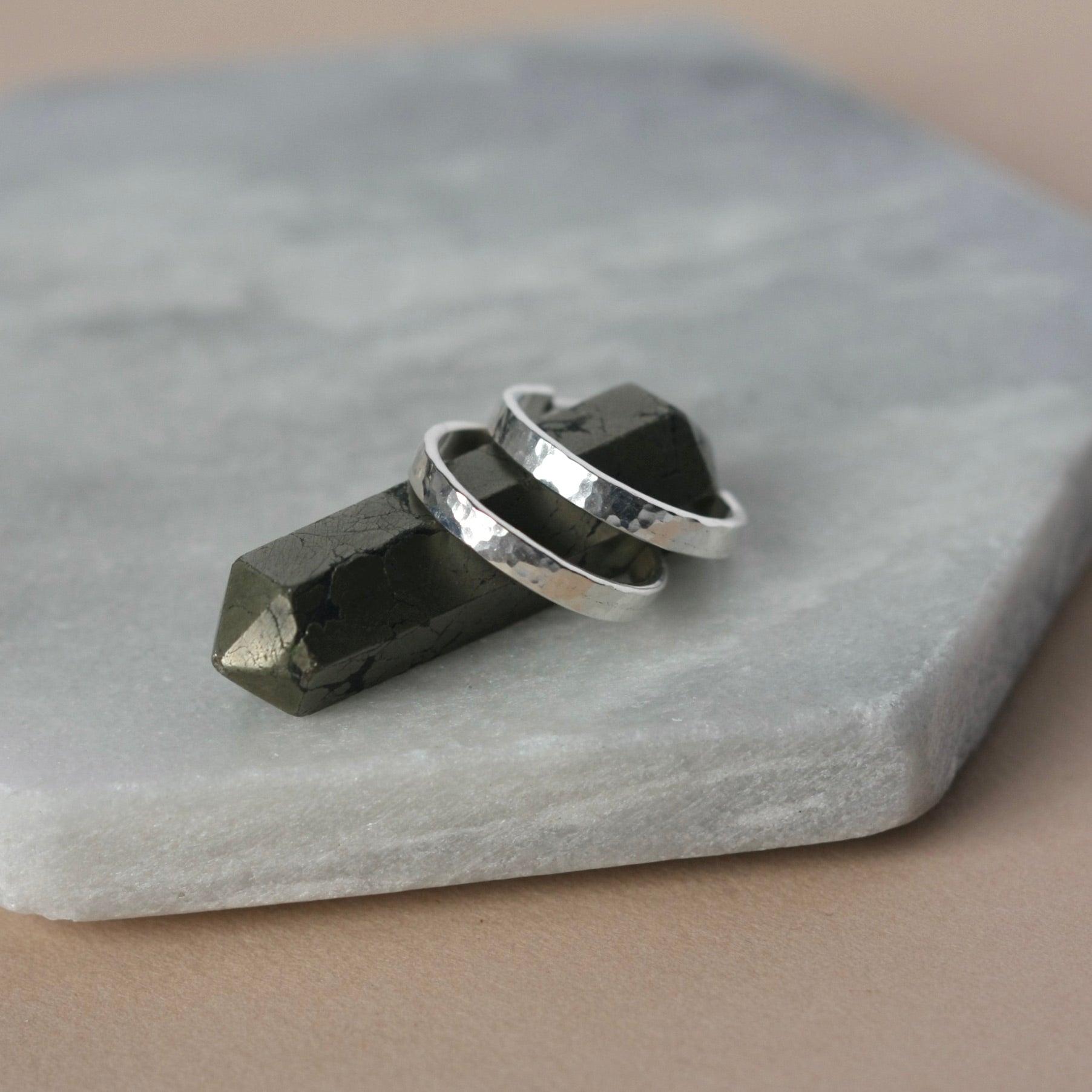 Hammered Sterling Silver Hoop Earrings