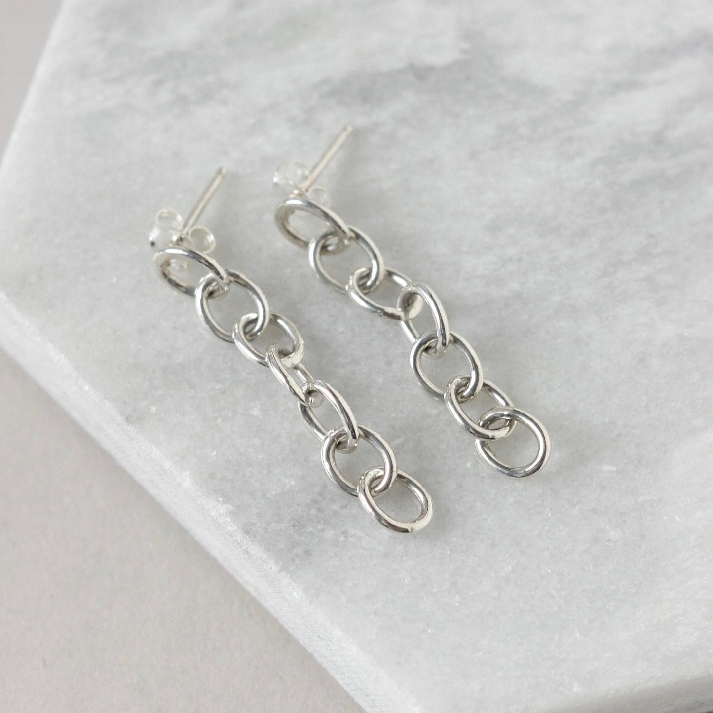 Chunky Sterling Silver Chain Earrings