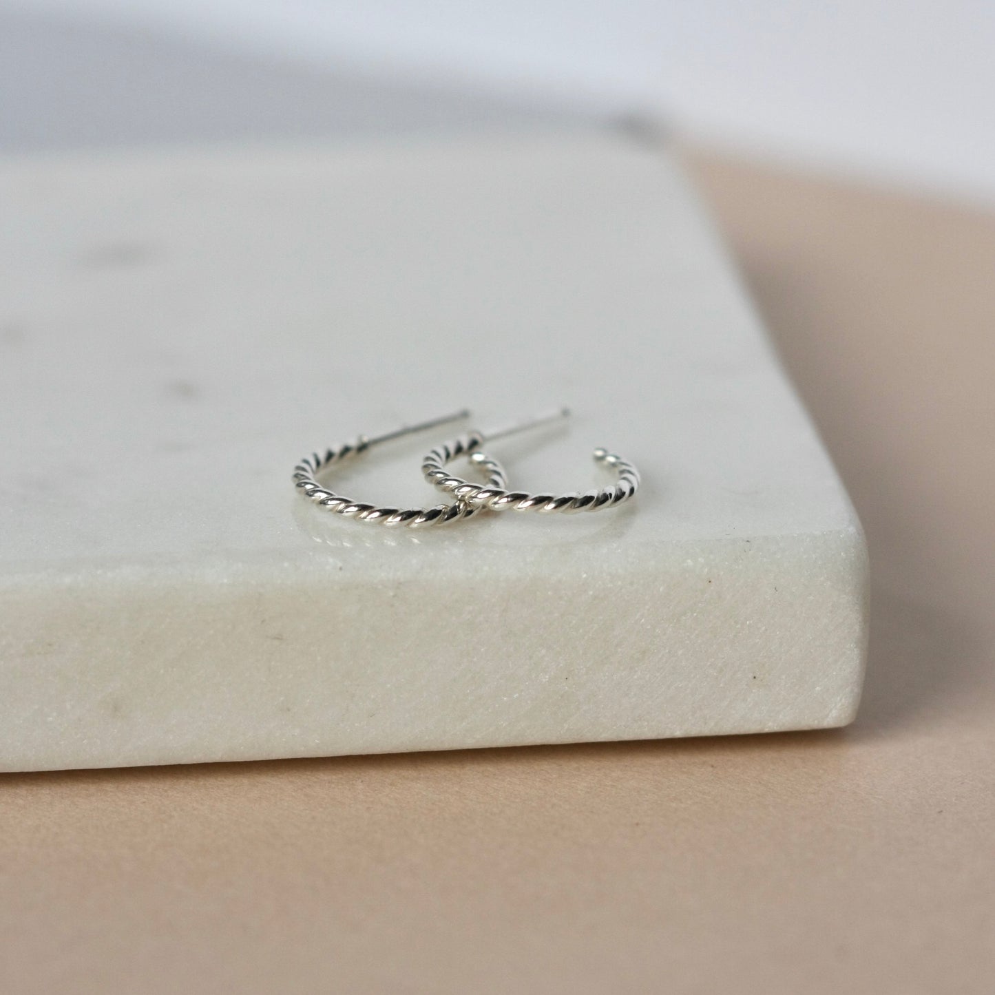 Small Everyday Twisted Sterling Silver Hoop Earrings