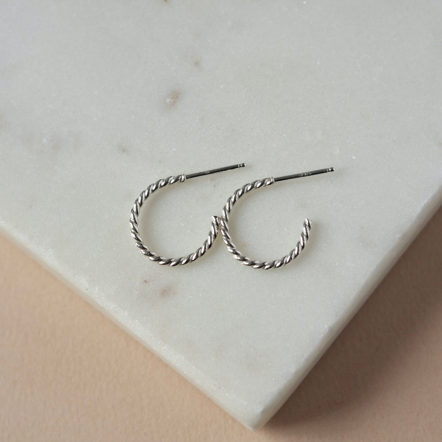 Small Everyday Twisted Sterling Silver Hoop Earrings