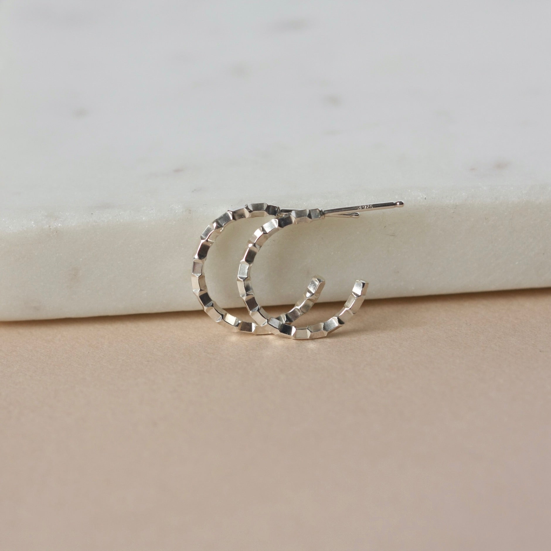 Small Textured Sterling Silver Hoop Earrings