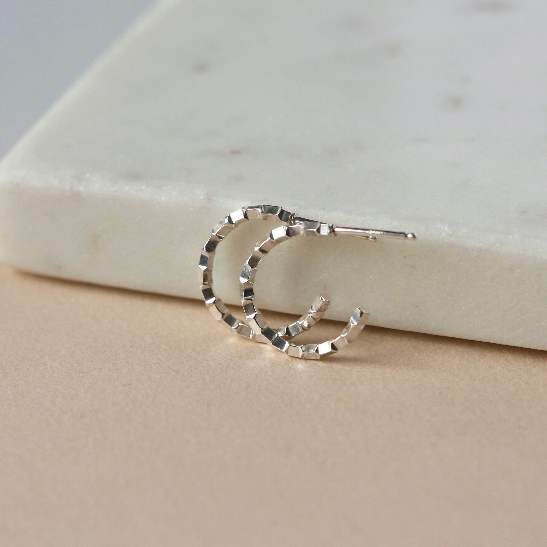 Small Textured Sterling Silver Hoop Earrings