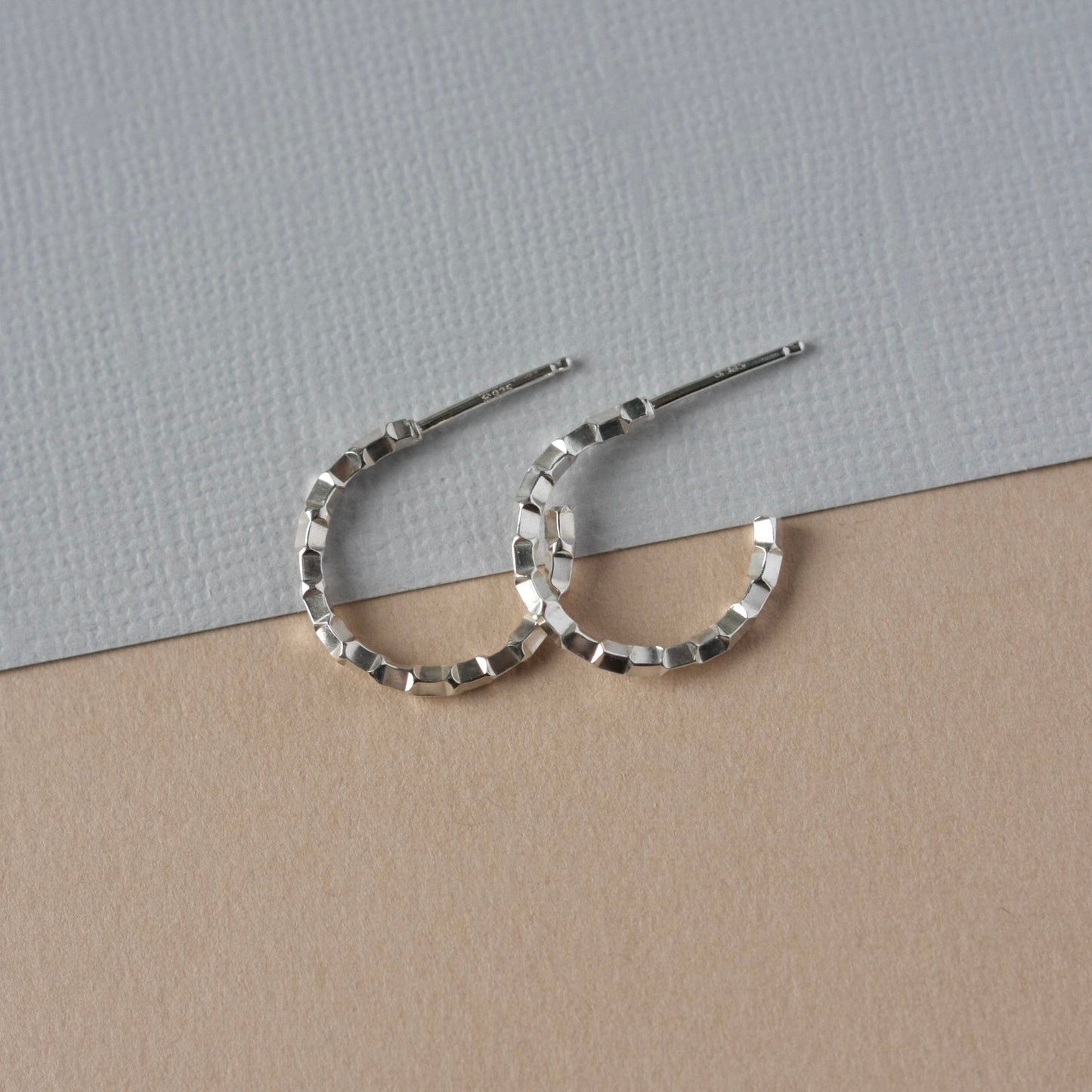 Small Textured Sterling Silver Hoop Earrings