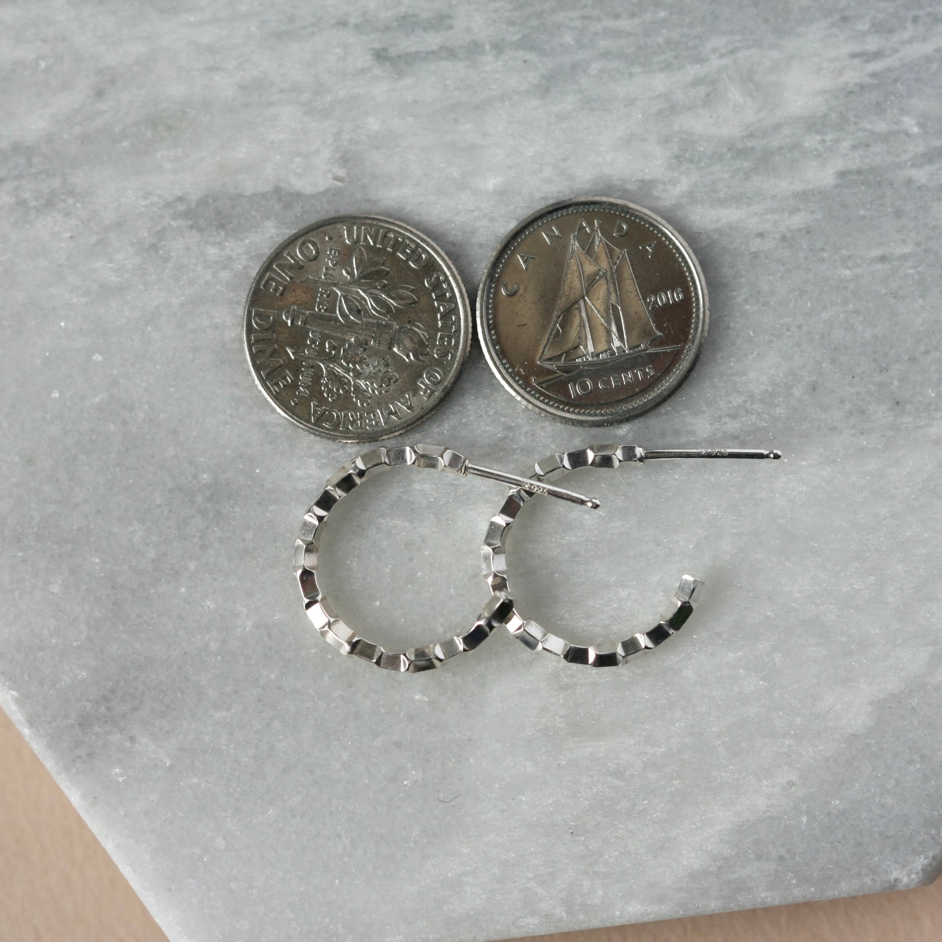 Small Textured Sterling Silver Hoop Earrings