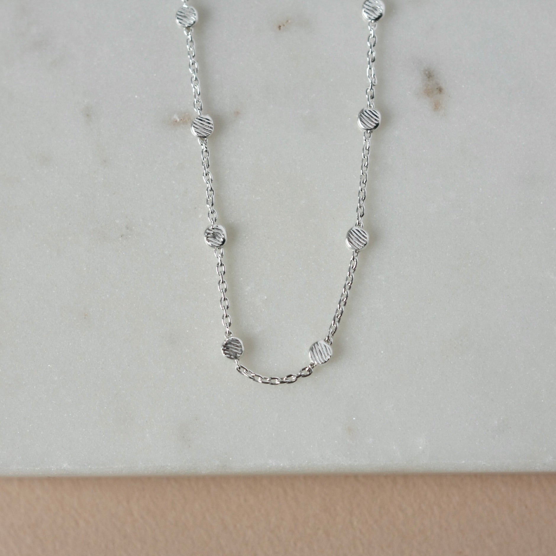 Dainty Minimalist Beaded Sterling Silver Chain Necklace