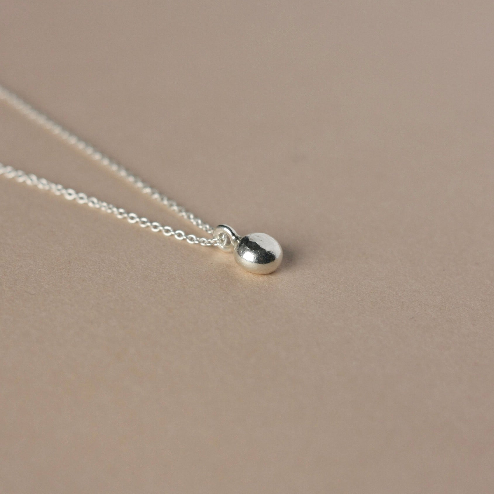Minimalist Sterling Silver Pebble Necklace