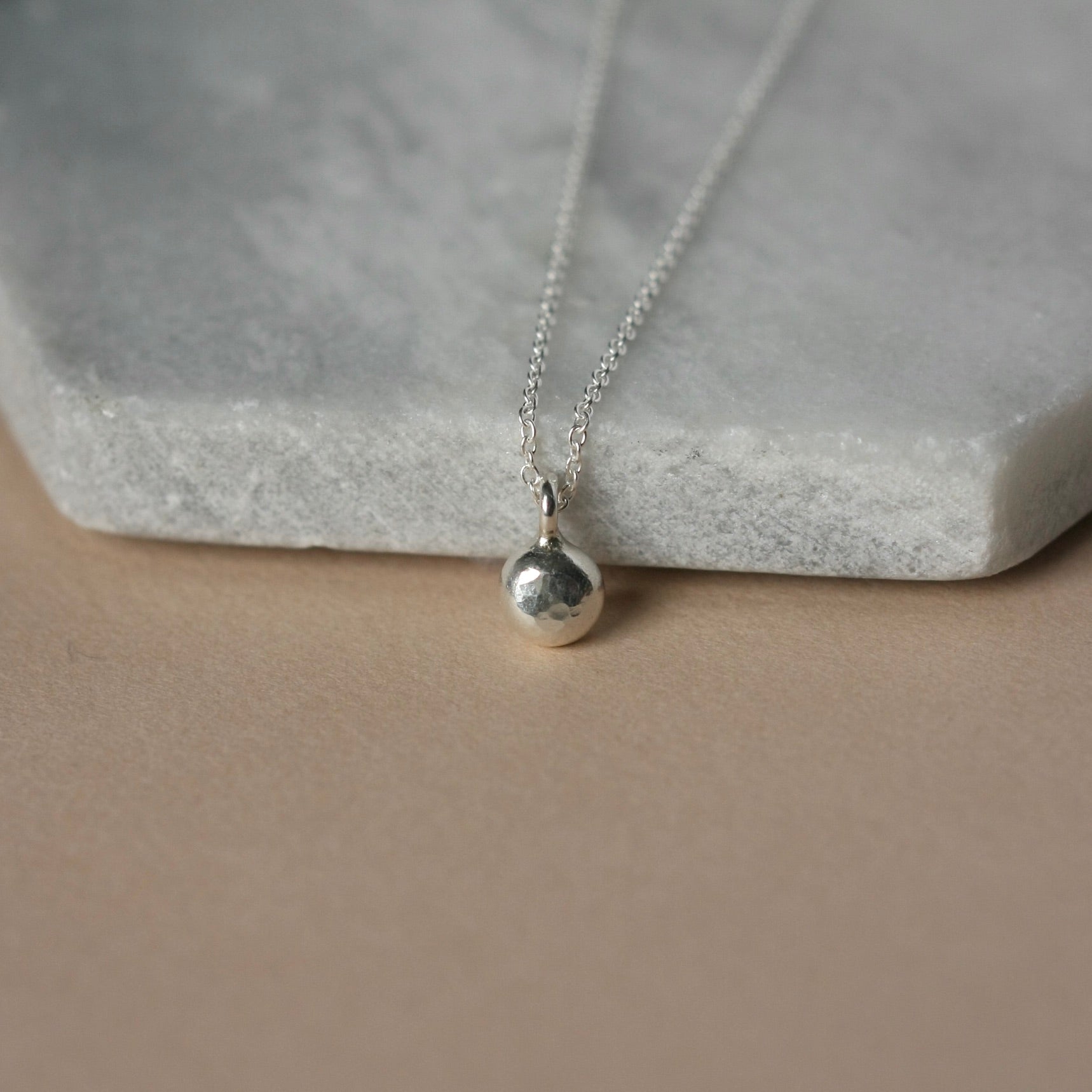Minimalist Sterling Silver Pebble Necklace