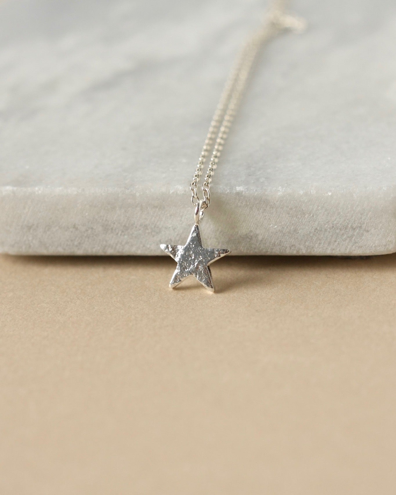 Textured Sterling Silver Star Necklace