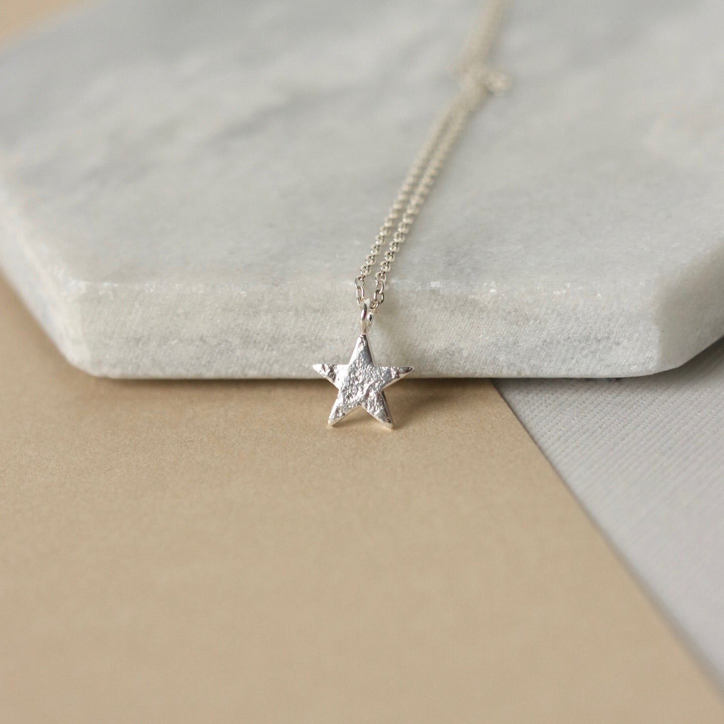 Textured Sterling Silver Star Necklace