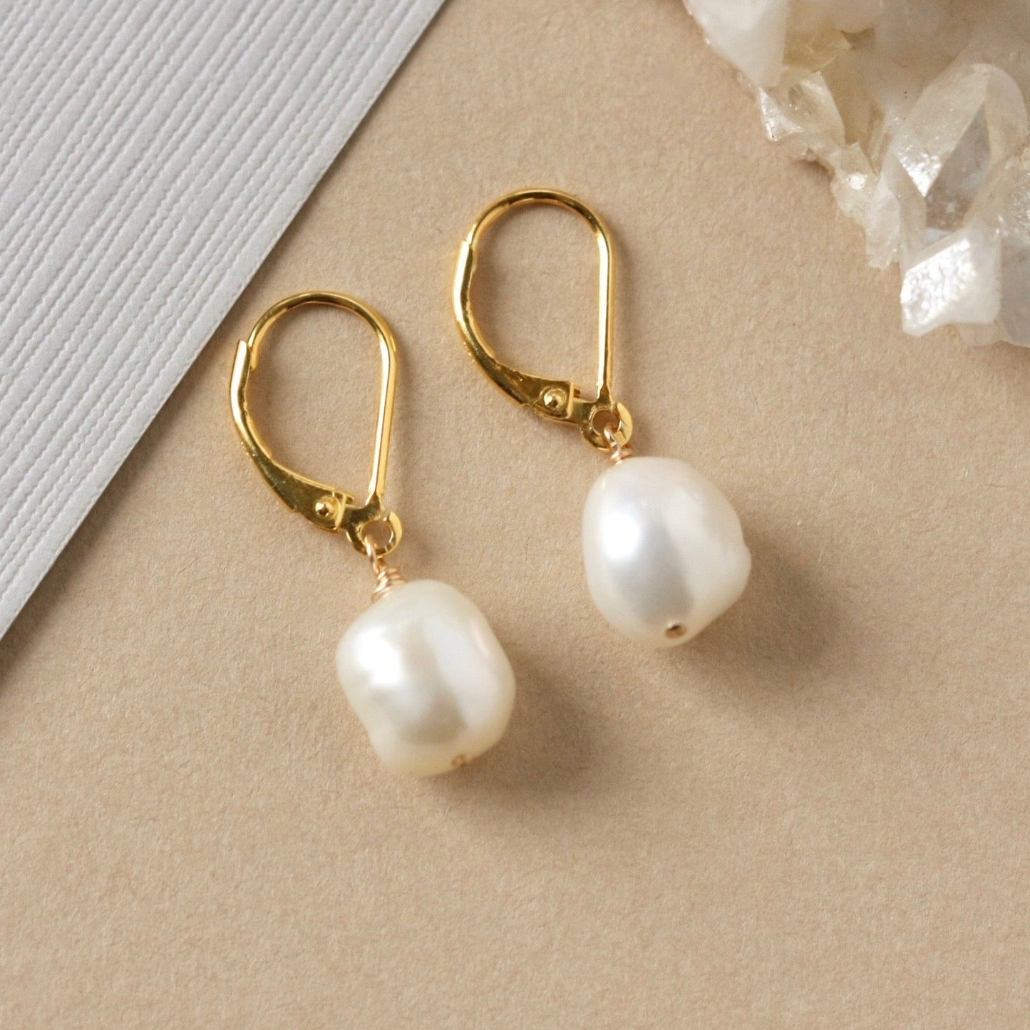 Baroque Pearl Gold Dangle Earrings