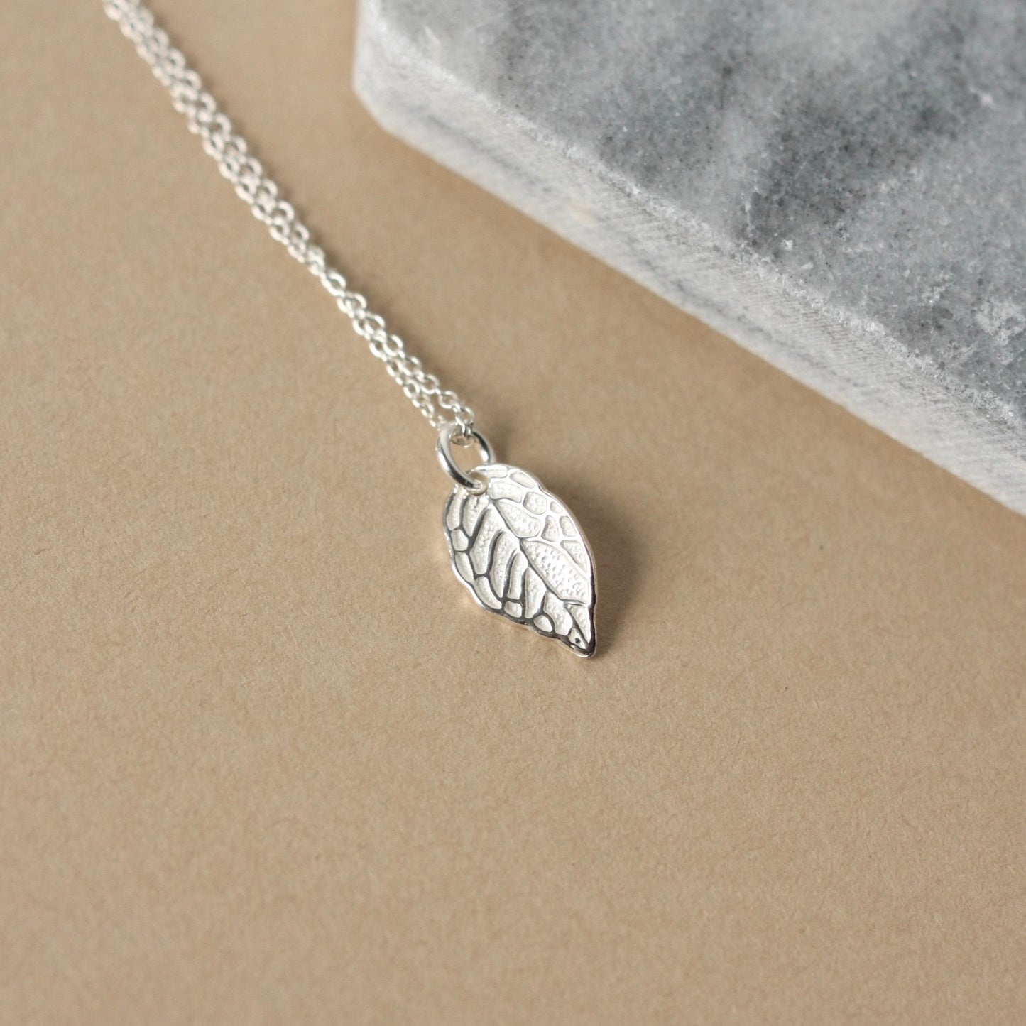 SALE Small Sterling Silver Leaf Necklace
