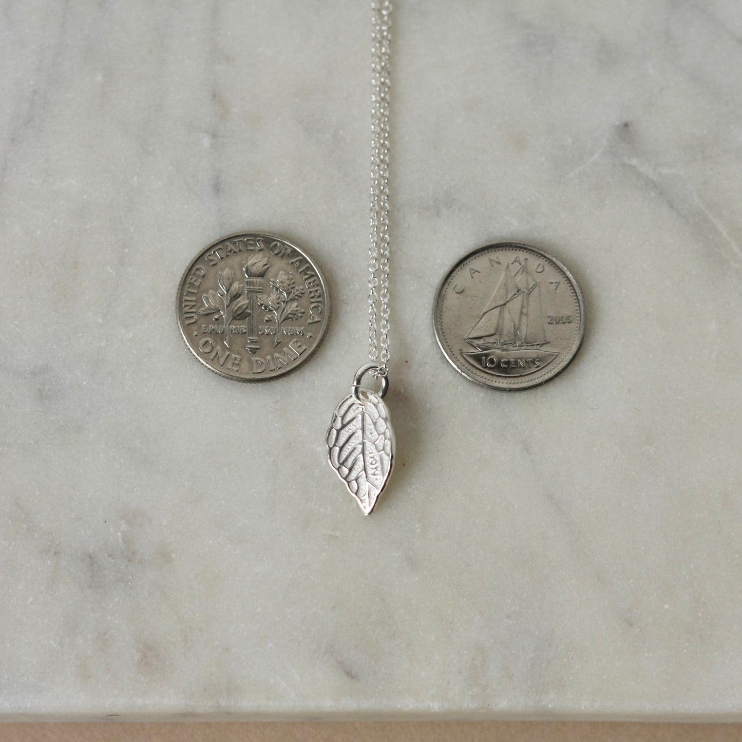 SALE Small Sterling Silver Leaf Necklace