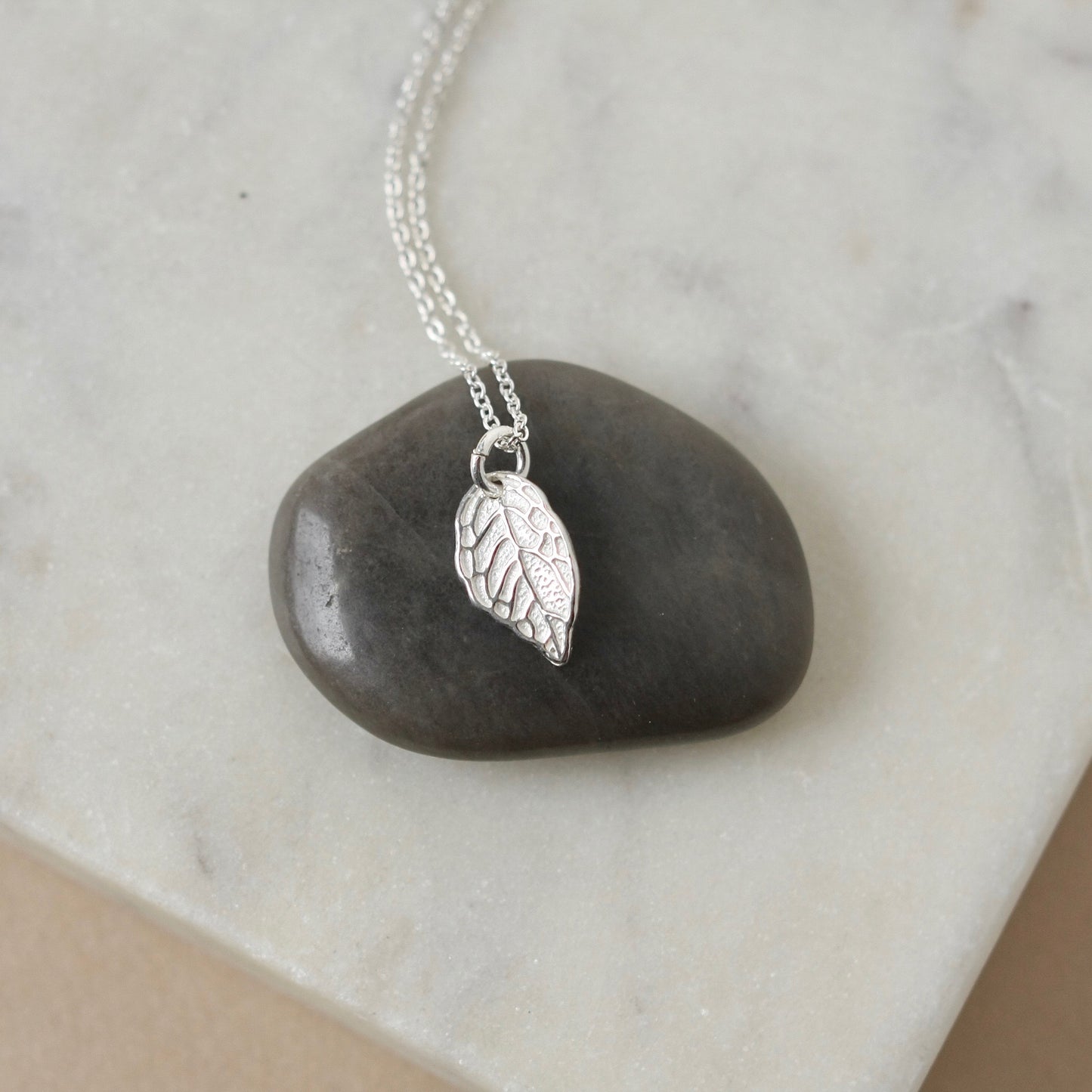 SALE Small Sterling Silver Leaf Necklace