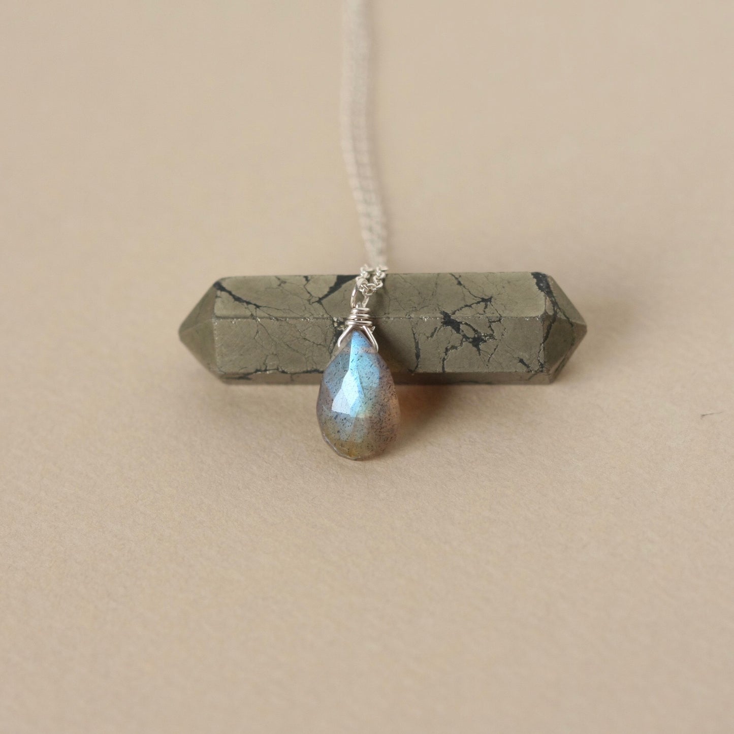 Sterling Silver Faceted Labradorite Briolette Necklace