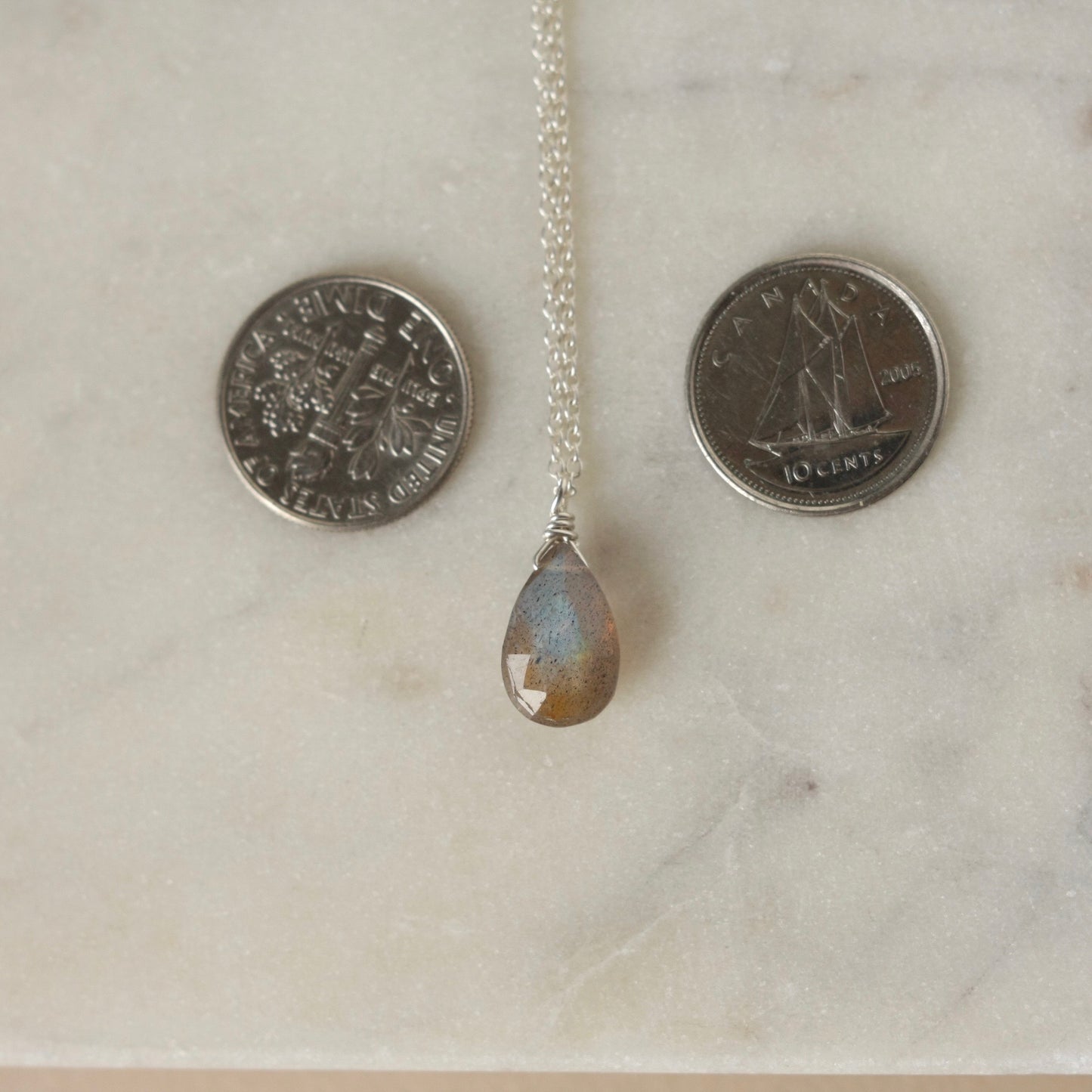 Sterling Silver Faceted Labradorite Briolette Necklace