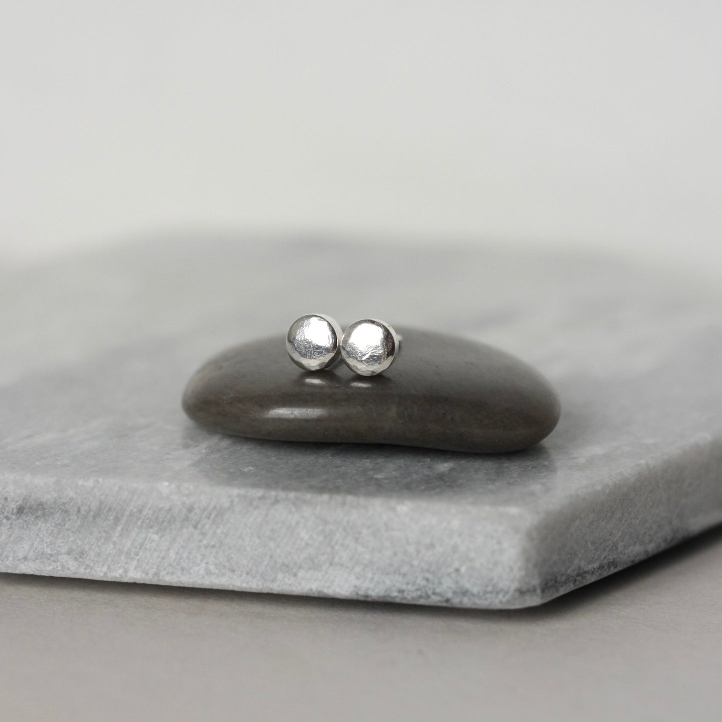Sterling Silver Pebble Studs