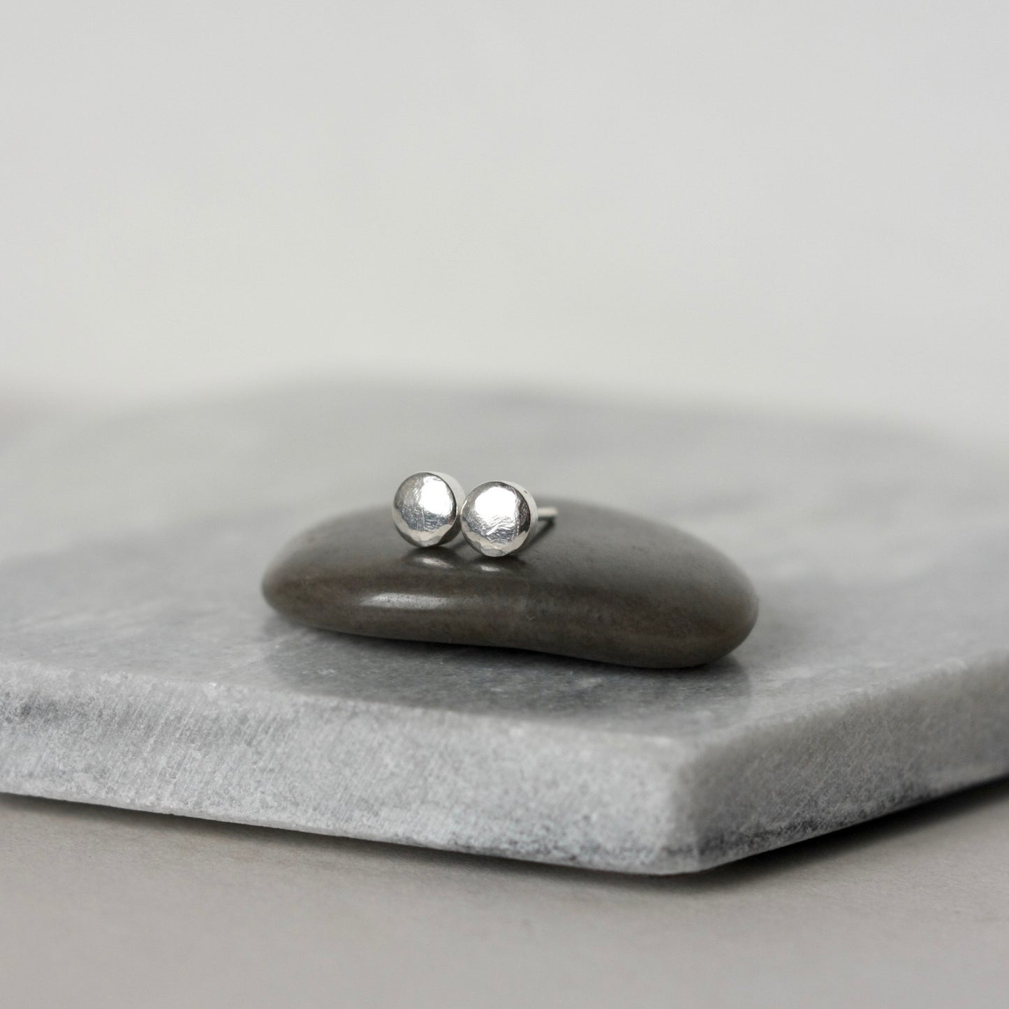 Sterling Silver Pebble Studs