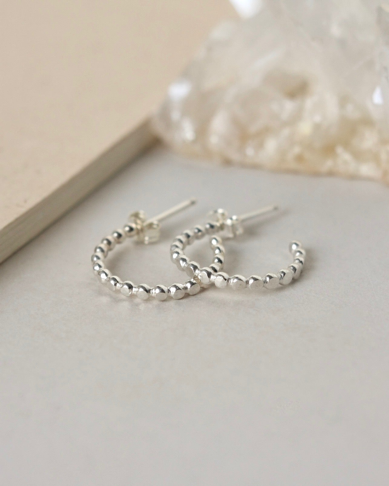 Small Sterling Silver Hammered Hoop Earrings