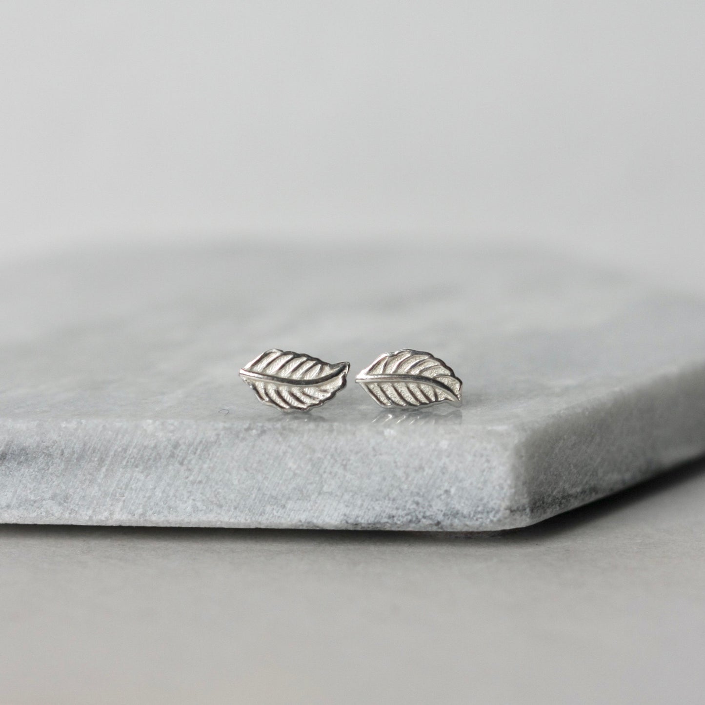 Small Sterling Silver Leaf Stud Earrings