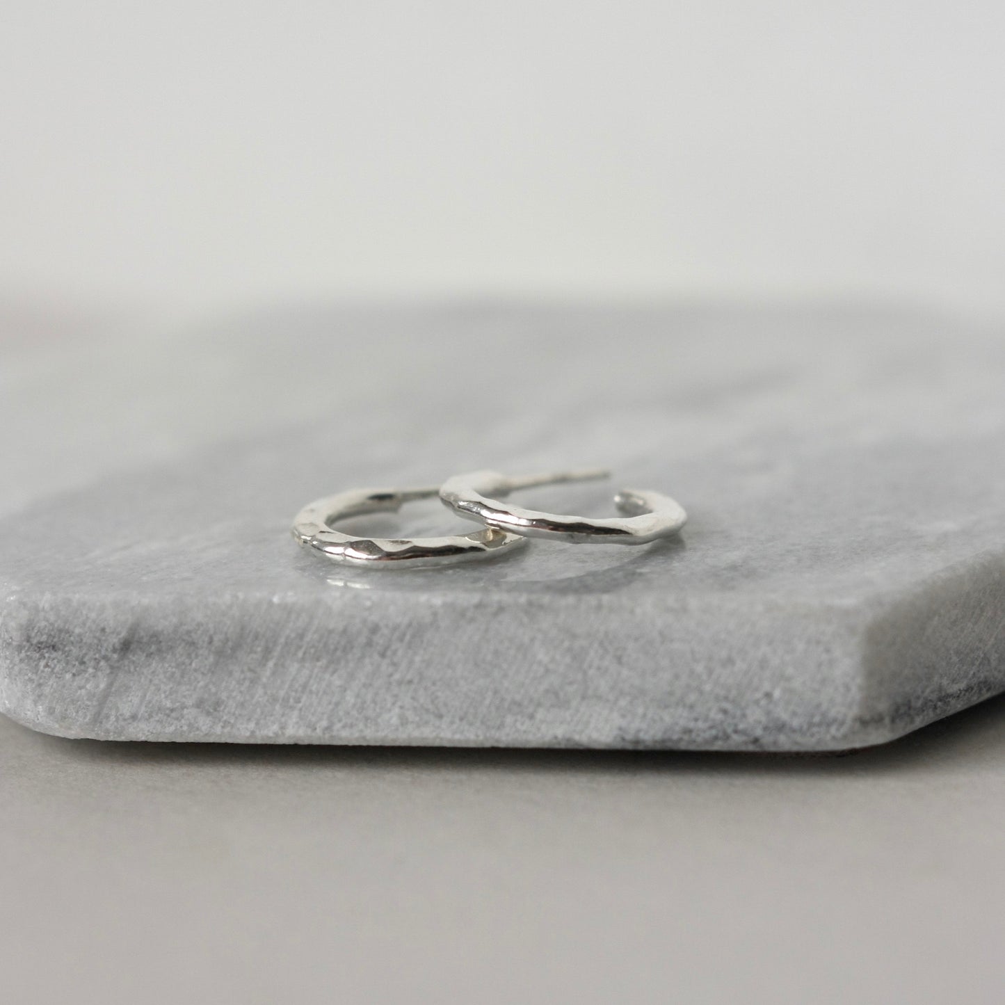 Small Sterling Silver Hammered Hoop Earrings