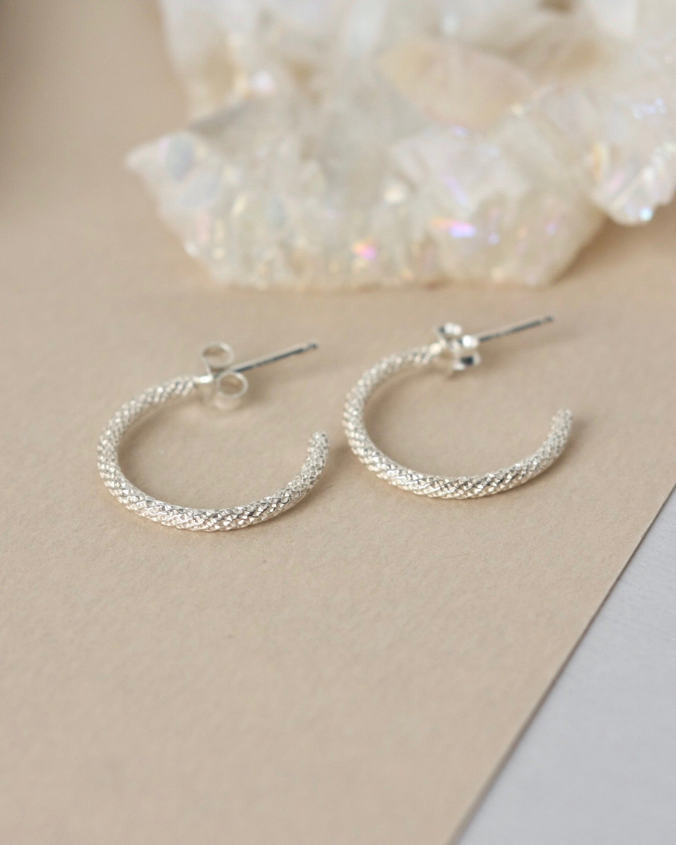 Small Textured Sterling Silver Hoop Earrings