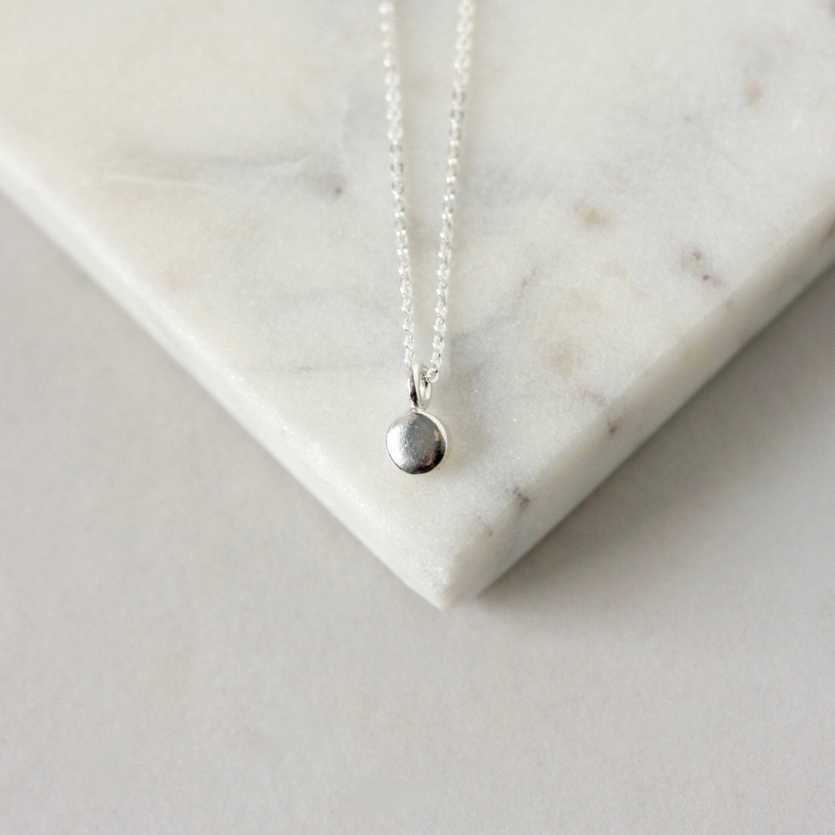 Sterling Silver Minimalist Disc Necklace