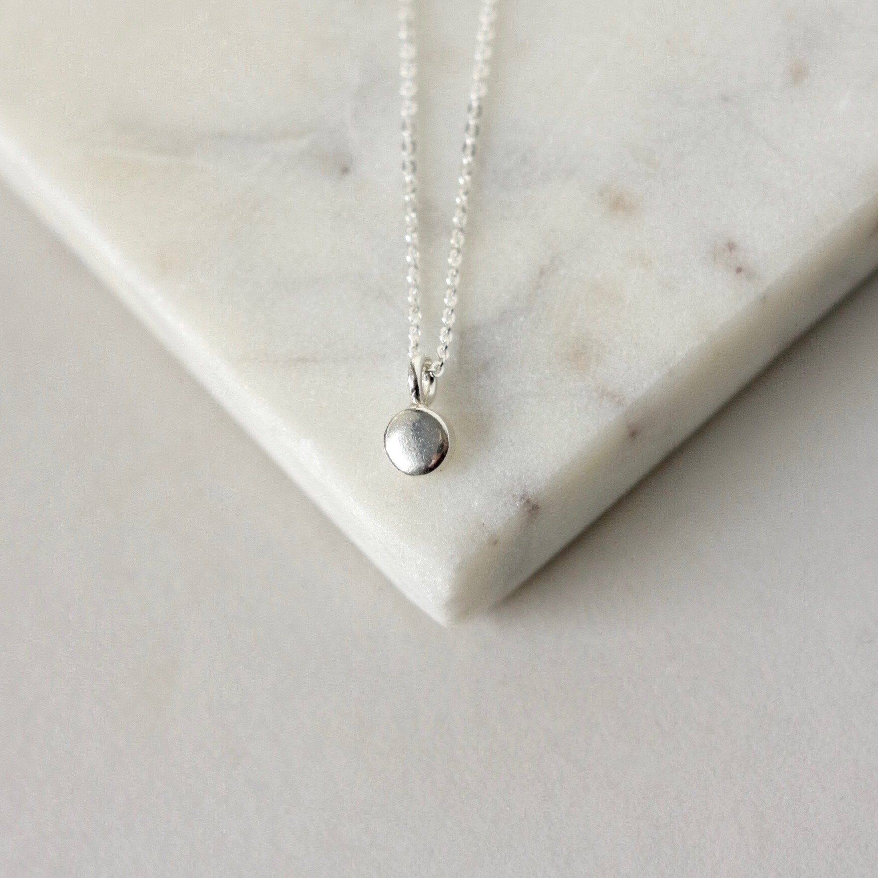 Sterling Silver Minimalist Disc Necklace