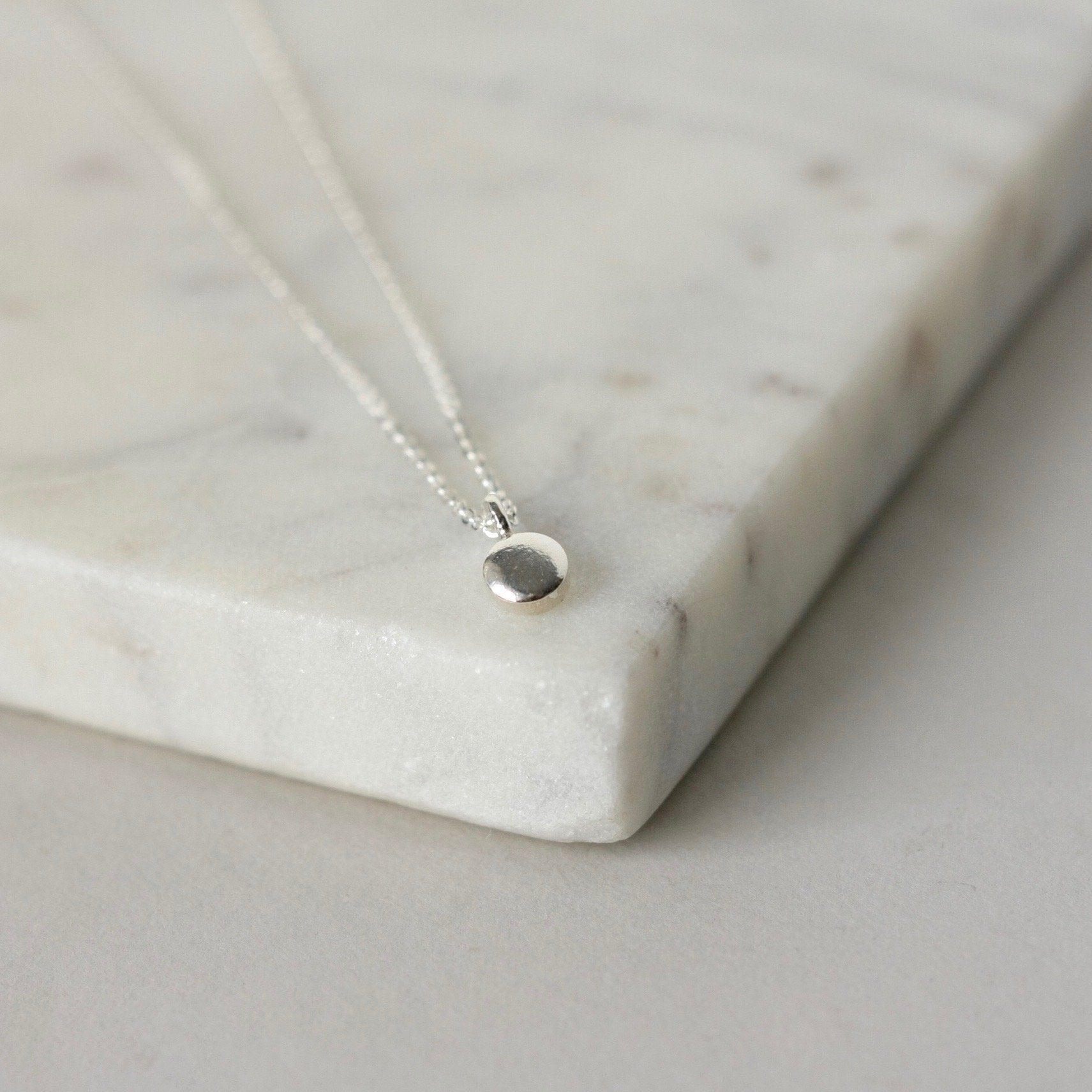 Sterling Silver Minimalist Disc Necklace