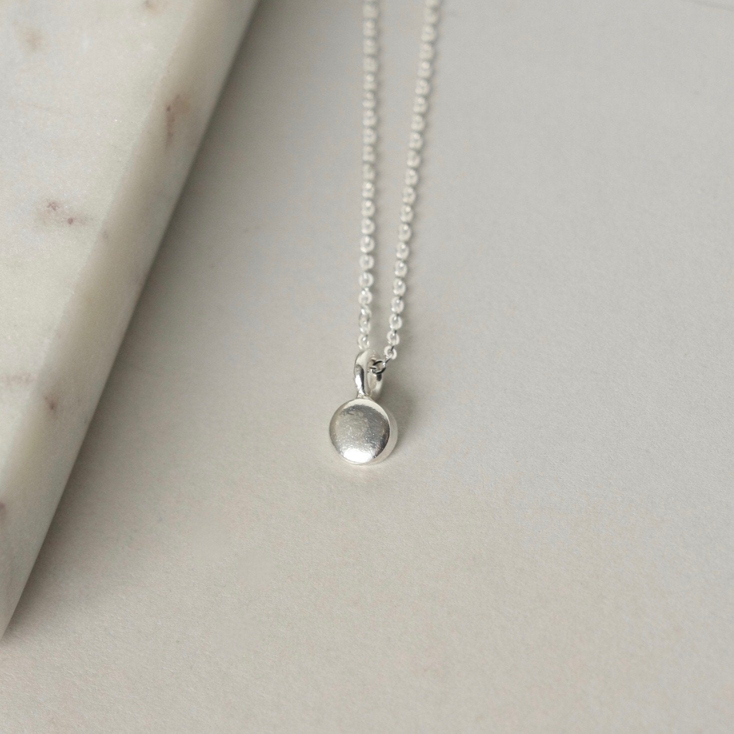 Sterling Silver Minimalist Disc Necklace
