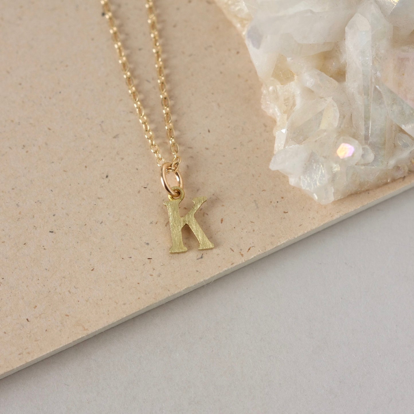 Personalized Gold Brass Initial Charm Necklace