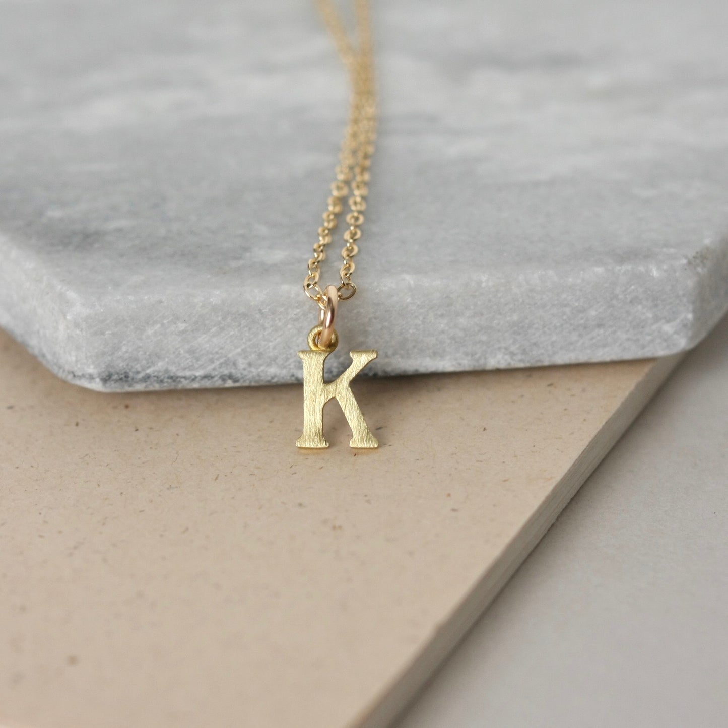 Personalized Gold Brass Initial Charm Necklace