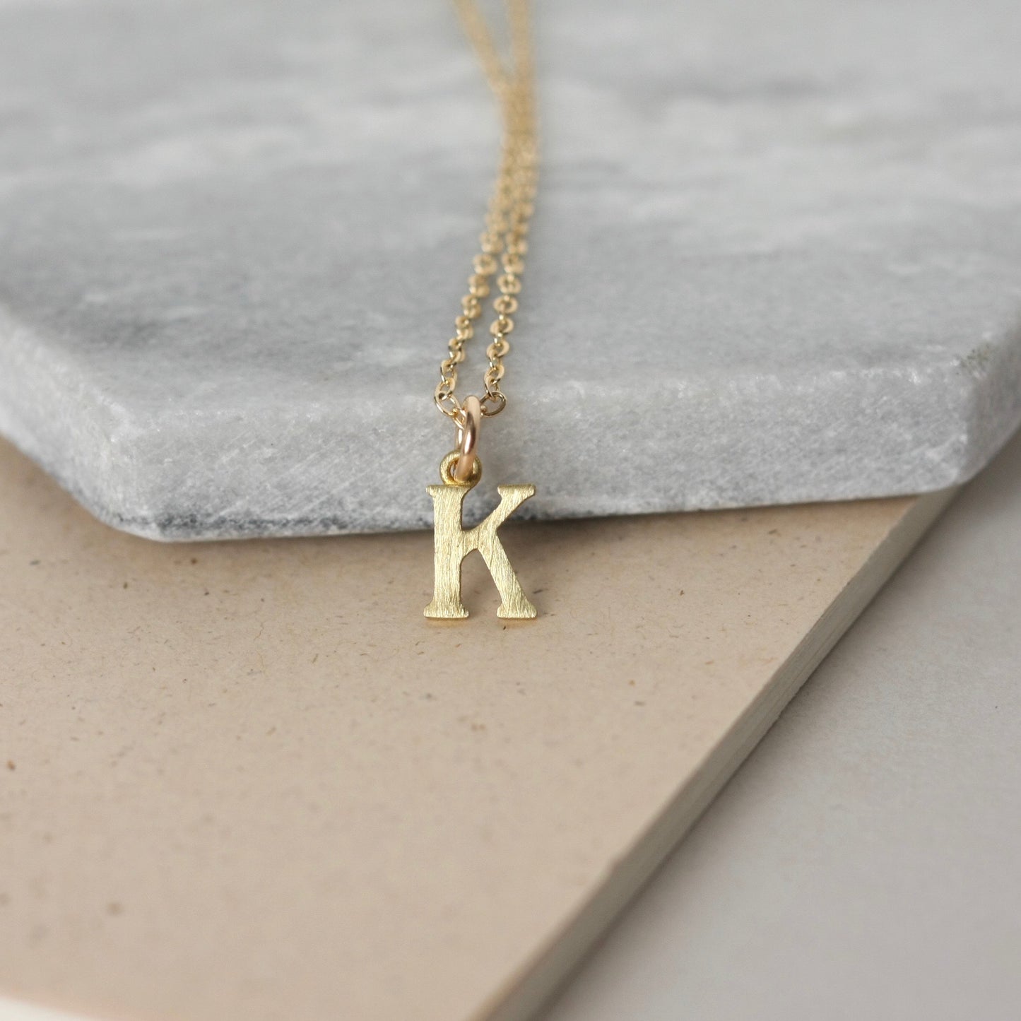 Personalized Gold Brass Initial Charm Necklace