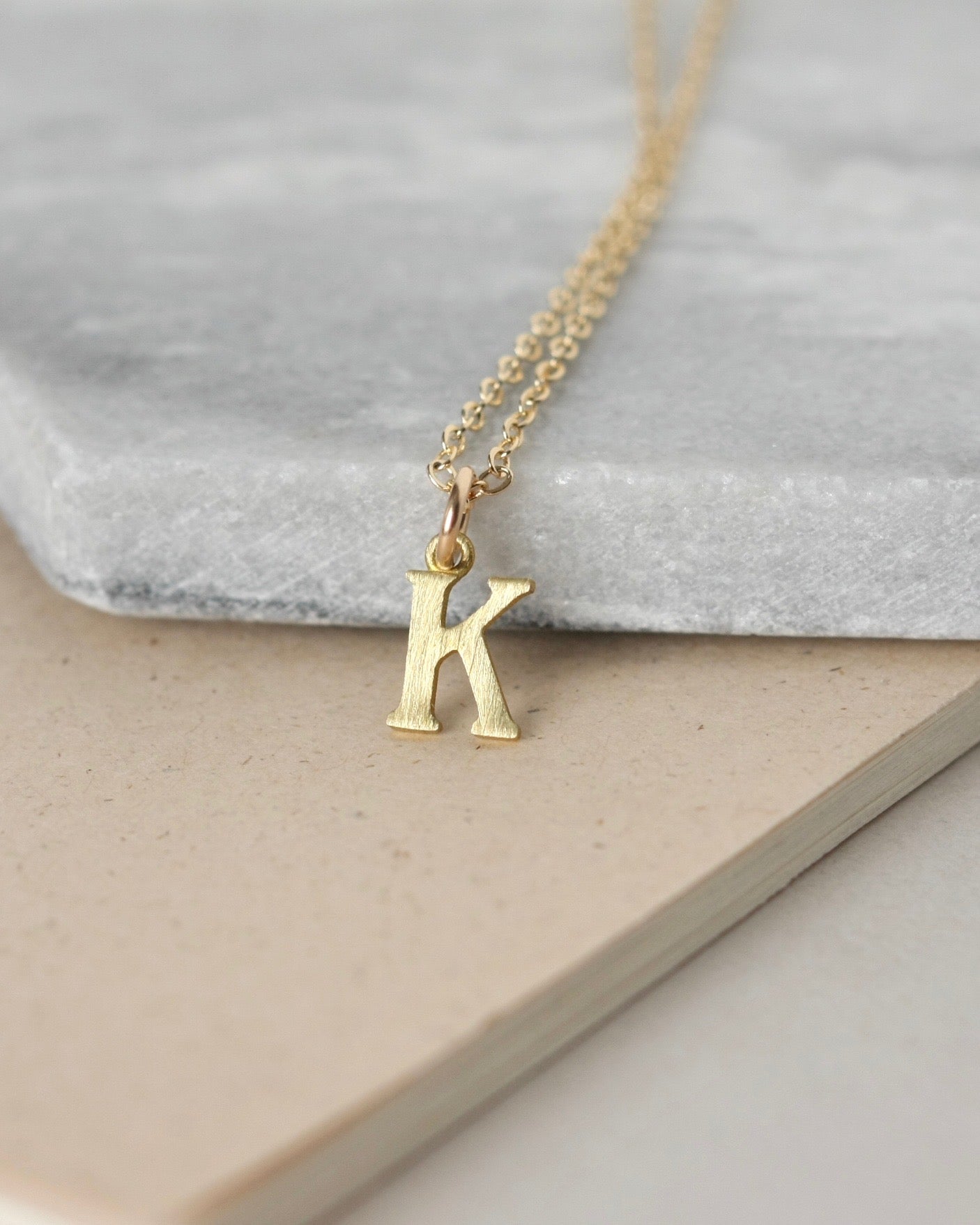 Personalized Gold Brass Initial Charm Necklace