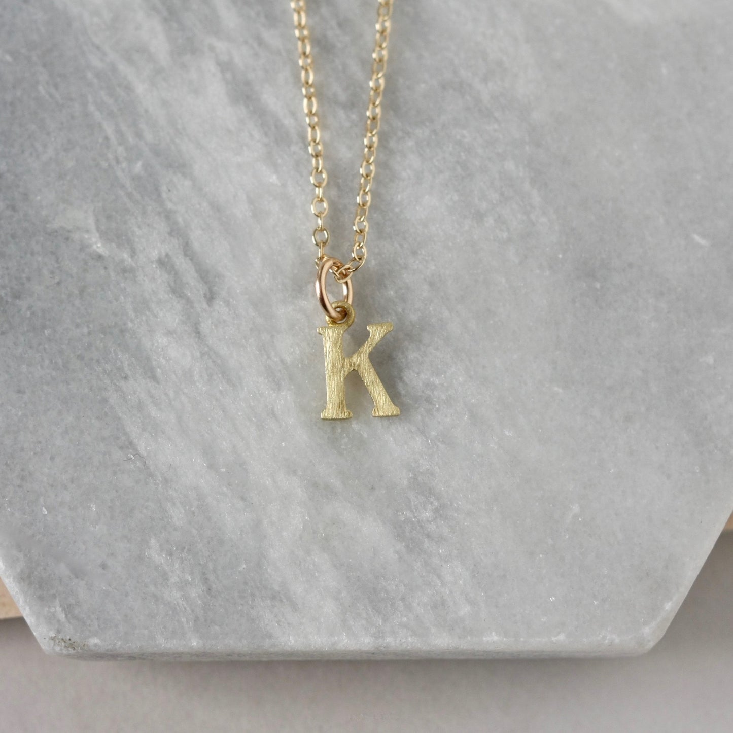 Personalized Gold Brass Initial Charm Necklace