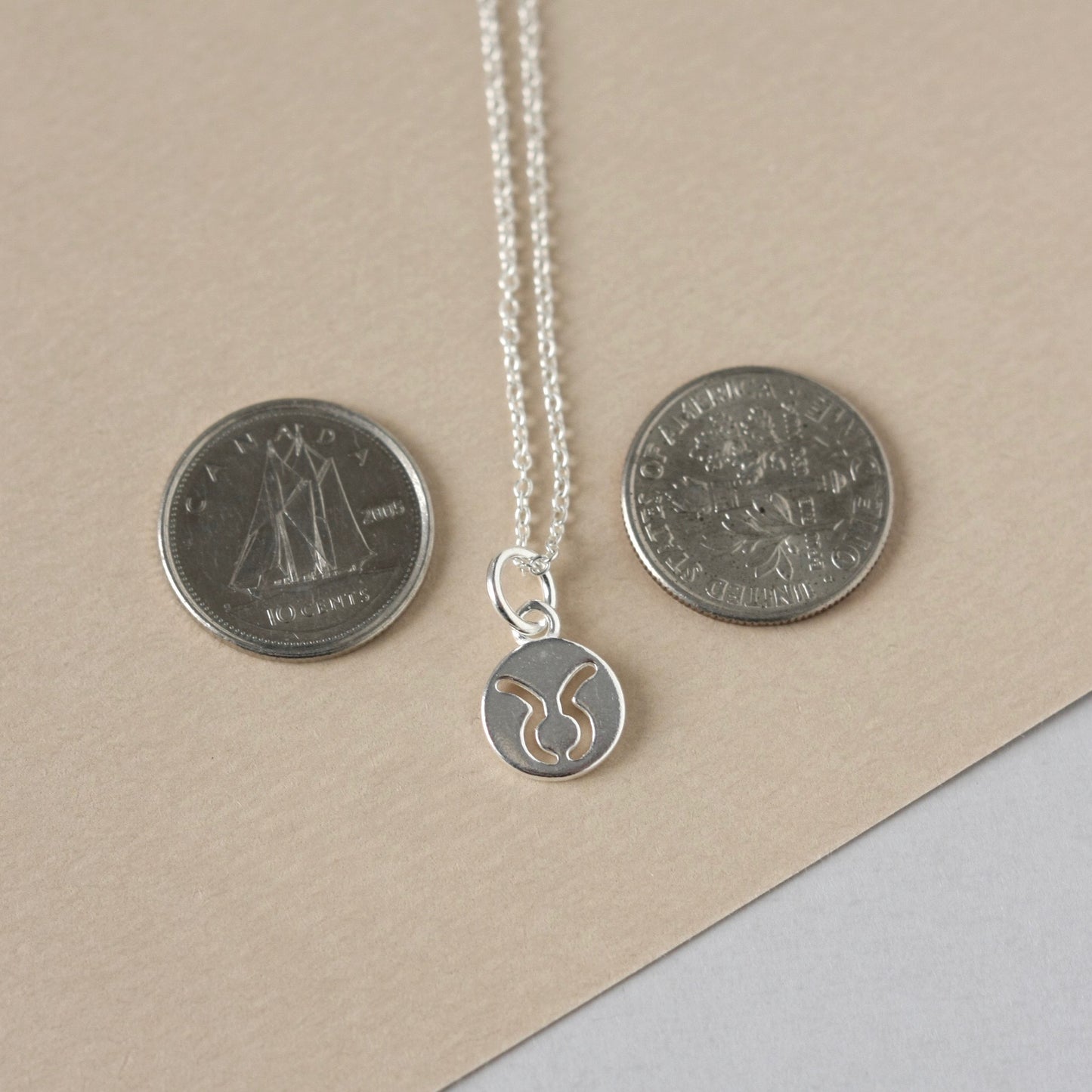 Sterling Silver Round Zodiac Charm Layering Necklace