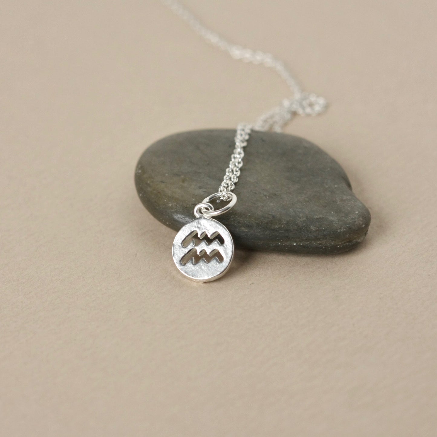 Sterling Silver Round Zodiac Charm Layering Necklace