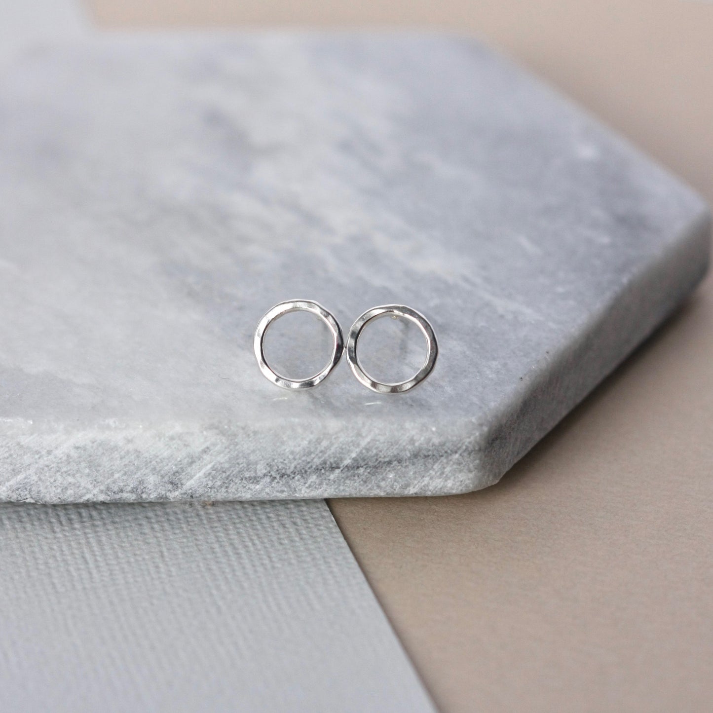 Hammered Open Circle Stud Earrings
