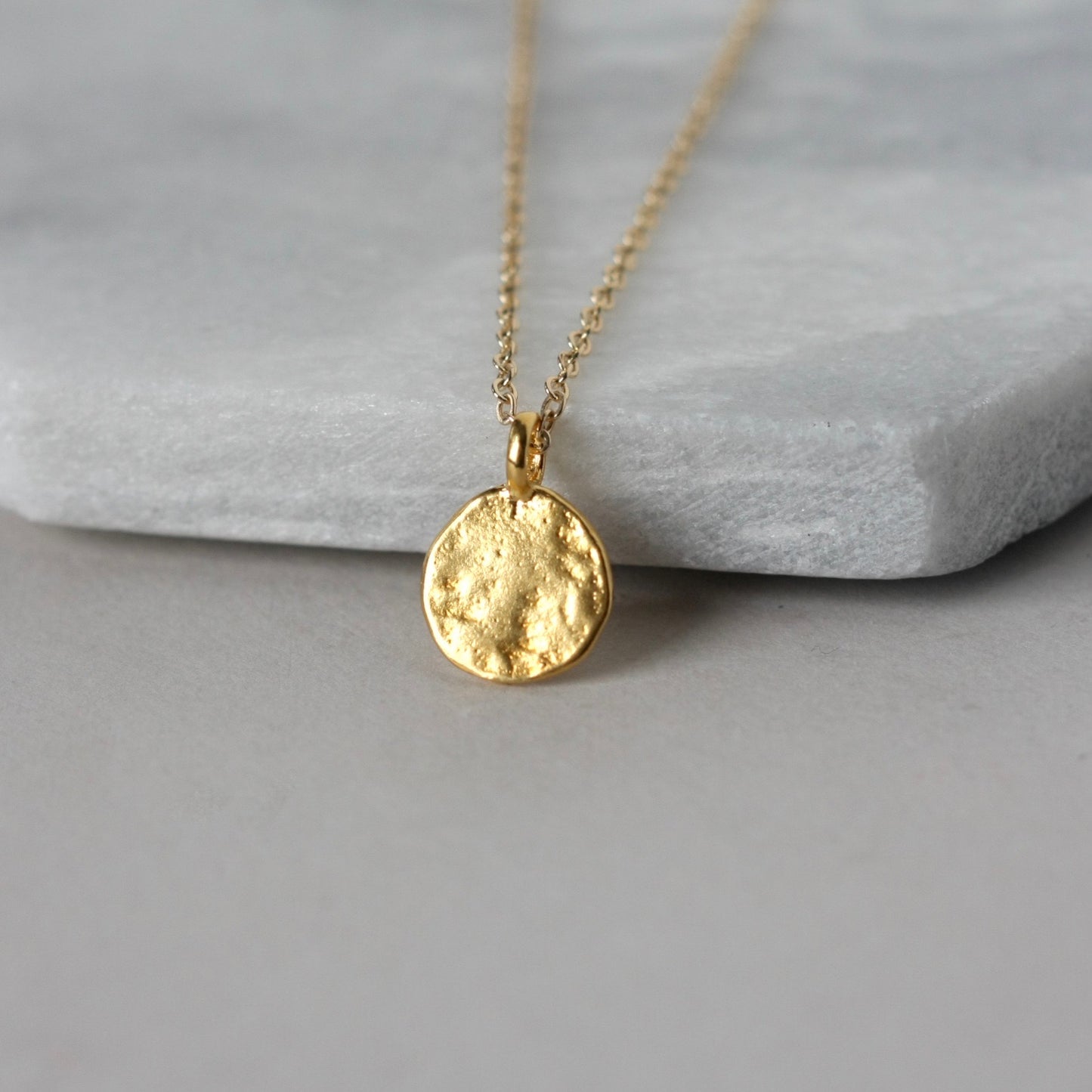 Textured Gold Disc Necklace