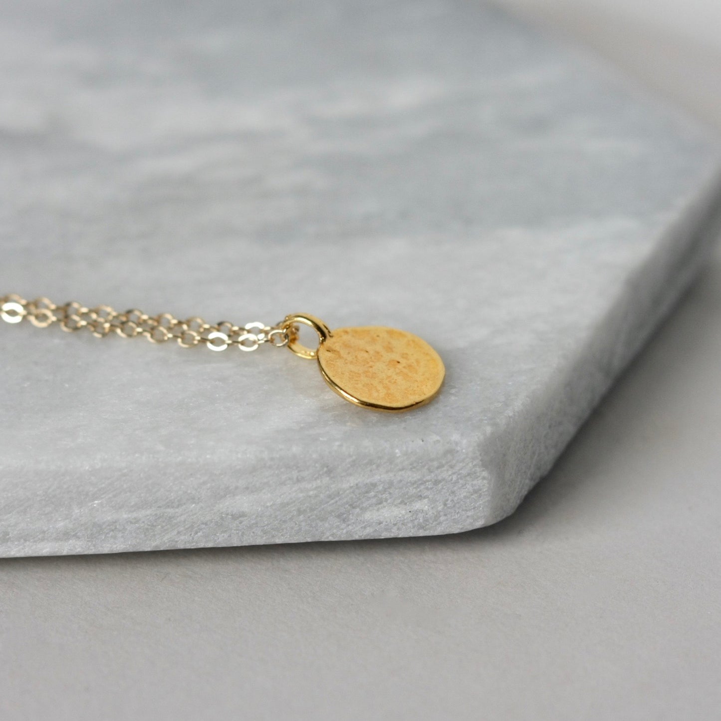 Textured Gold Disc Necklace