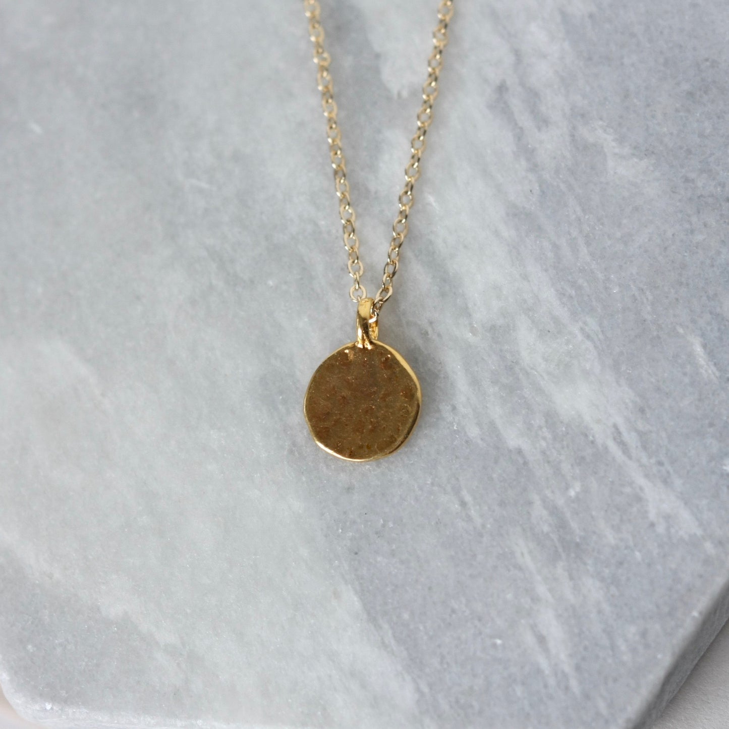 Textured Gold Disc Necklace