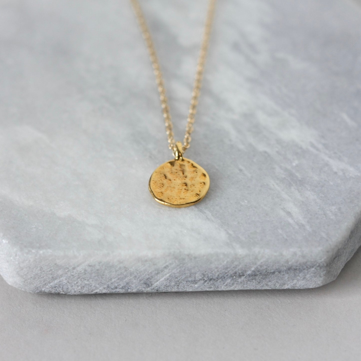 Textured Gold Disc Necklace