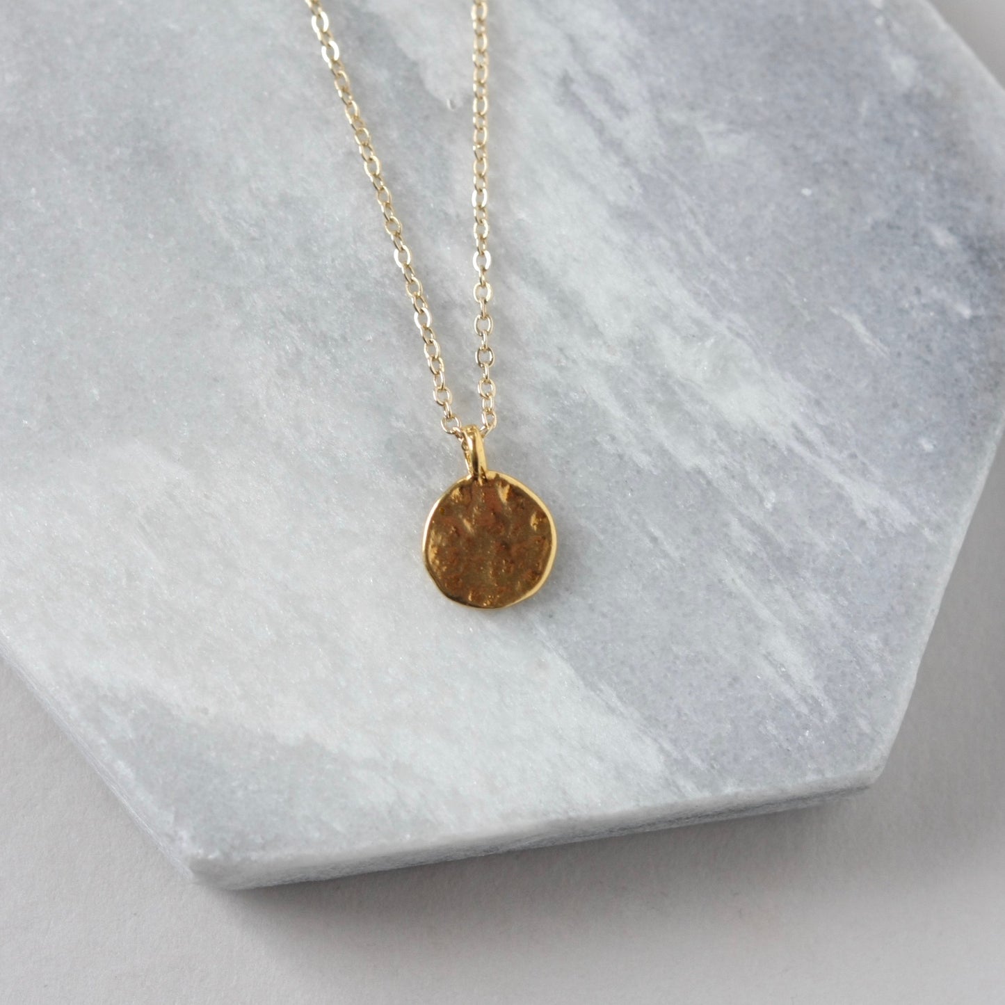 Textured Gold Disc Necklace