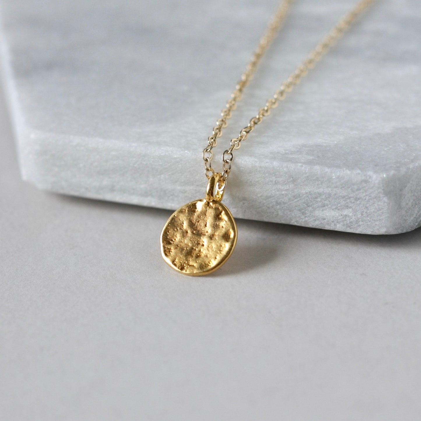 Textured Gold Disc Necklace