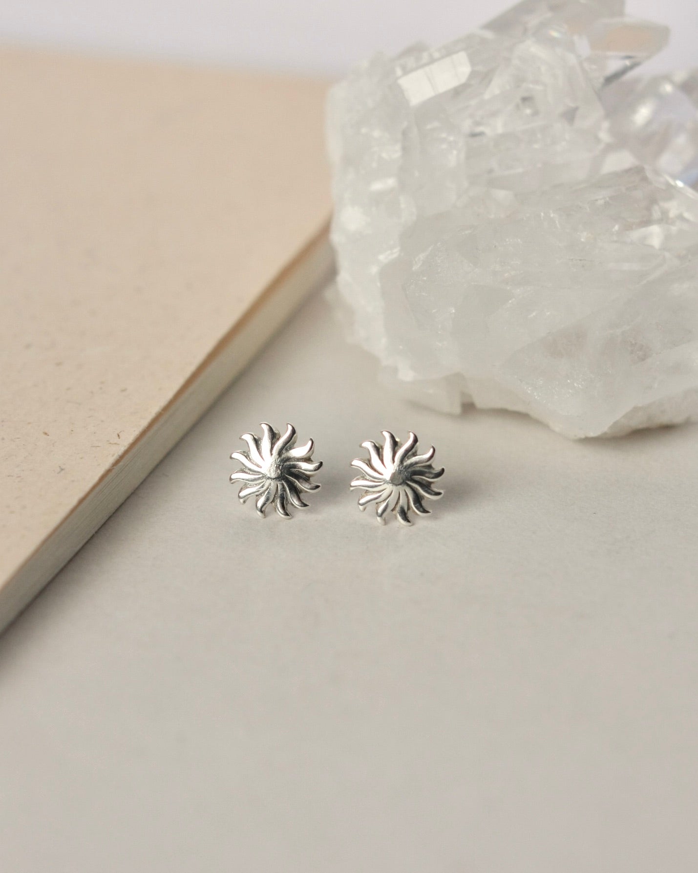 Minimalist Silver Sun Earrings