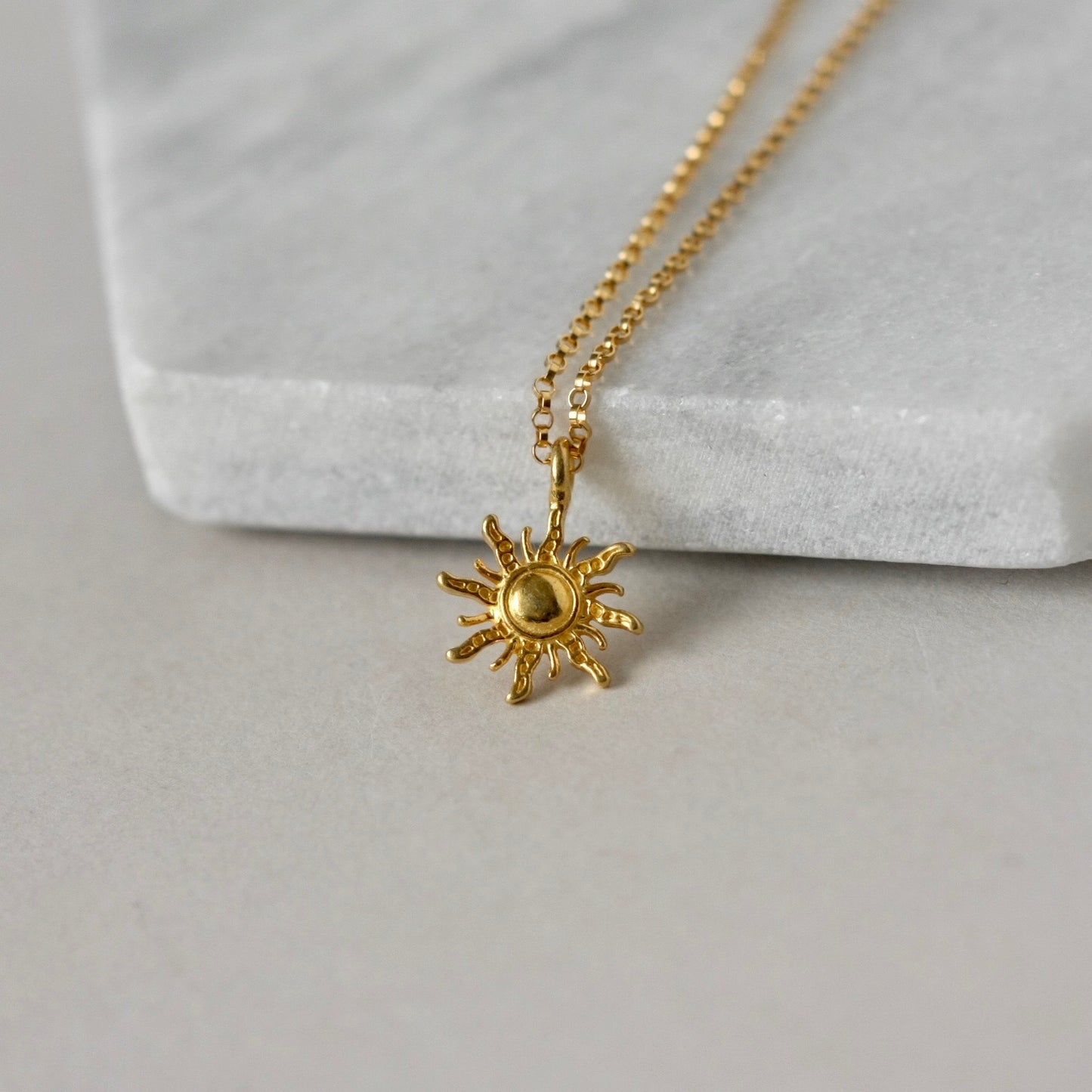 Gold Vermeil Sun Charm Necklace