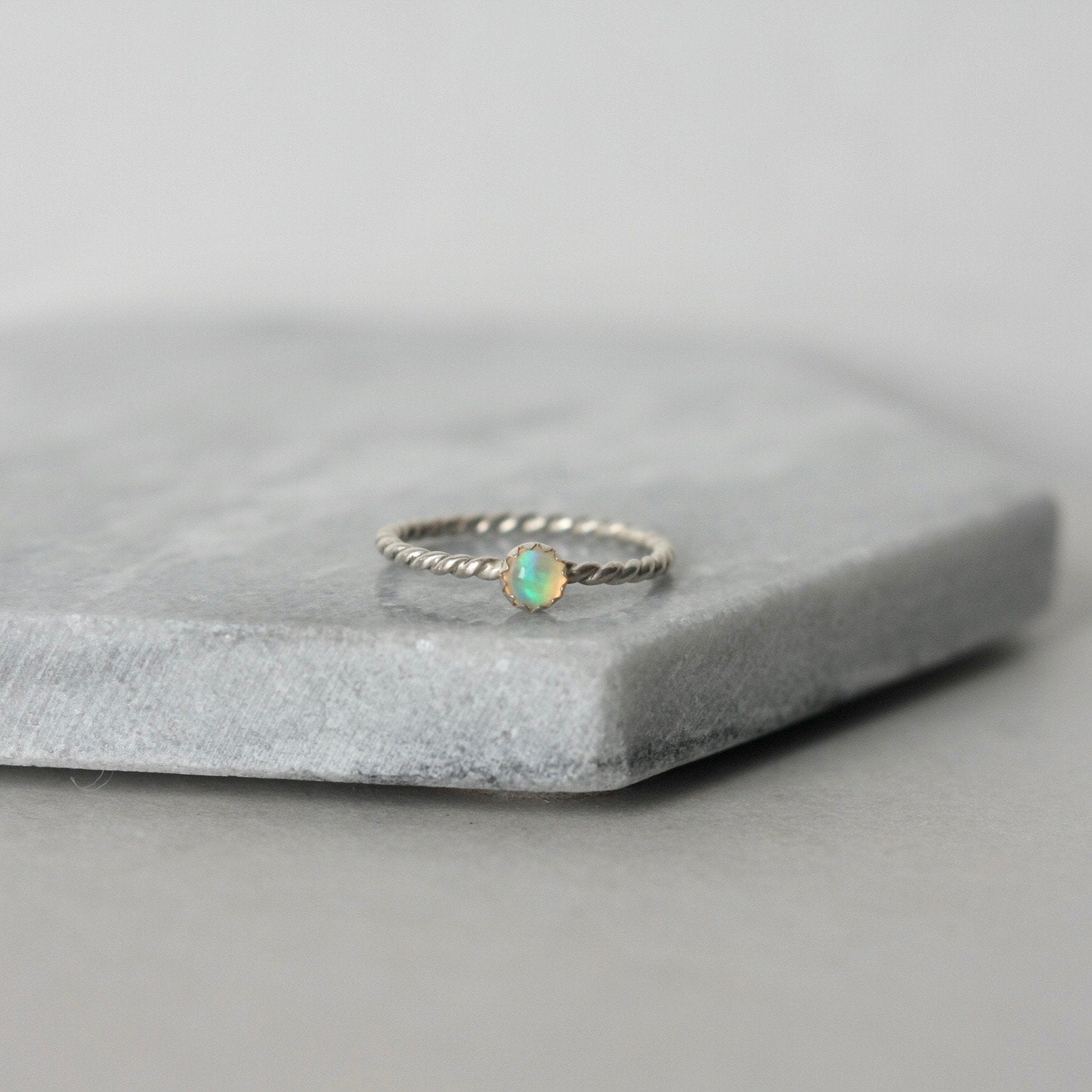 Sterling Silver Opal Stacking Ring