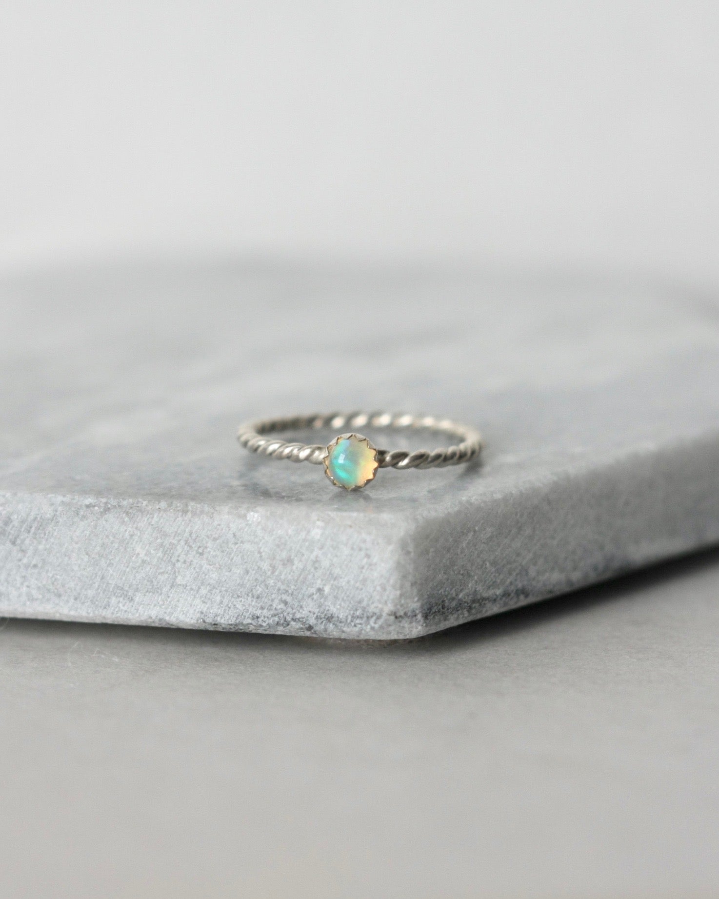 Sterling Silver Ethiopian Welo Opal Stacking Ring