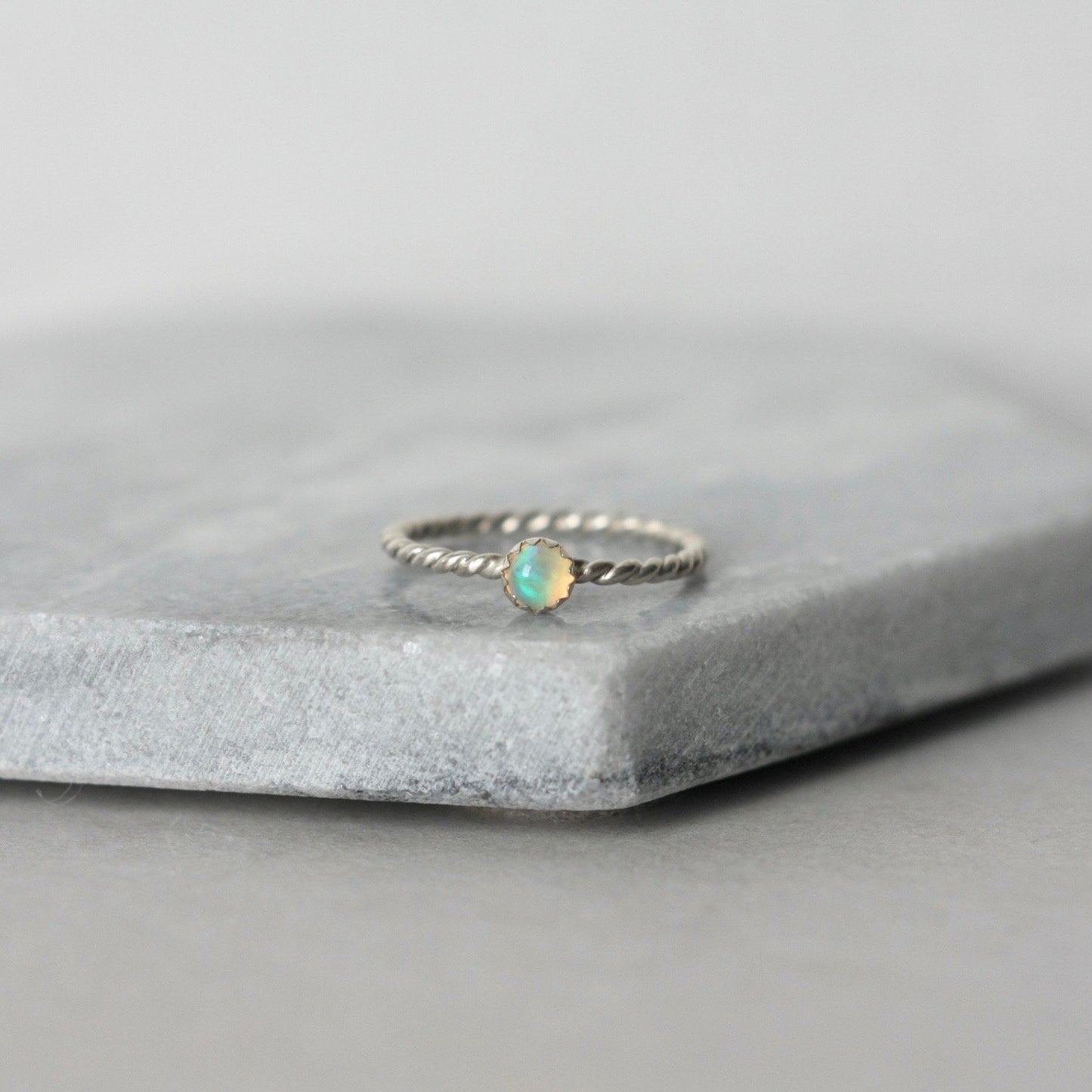 Sterling Silver Ethiopian Welo Opal Stacking Ring